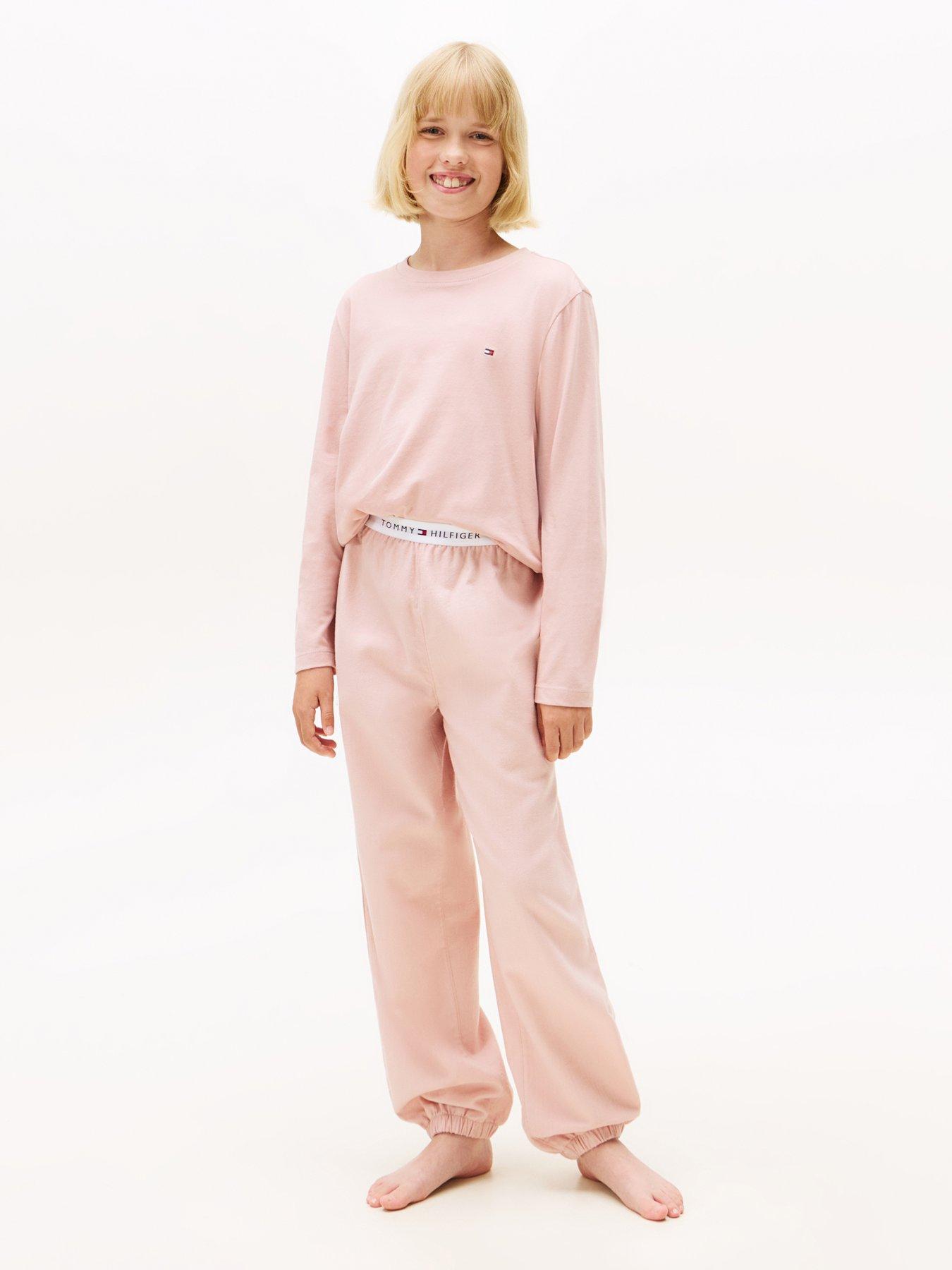 Image 1 of 5 of Tommy Hilfiger Girls Long Sleeve Cuffed Pyjama Set - Pink