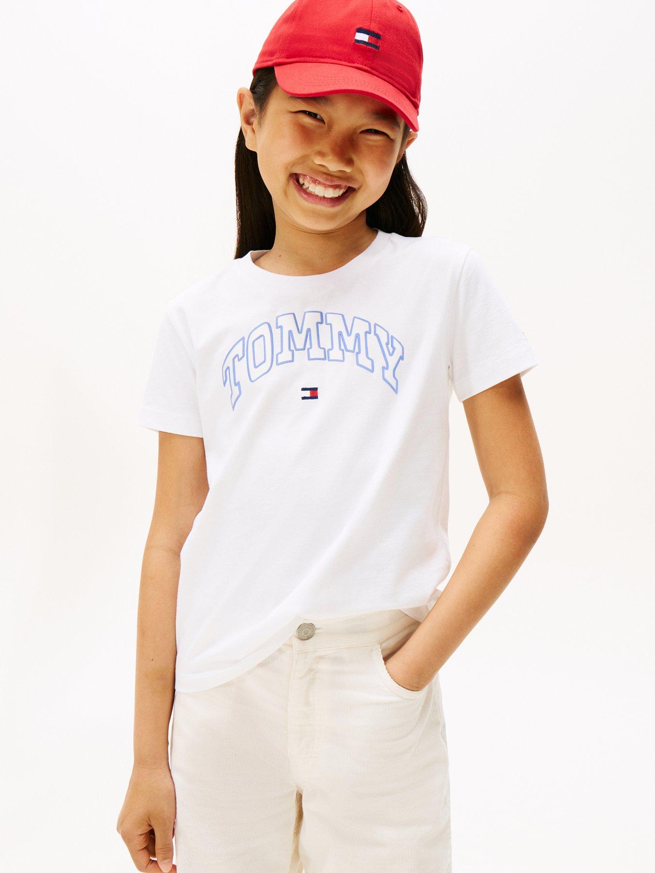 undefined Girls Varsity Sateen Short Sleeve T-Shirt - White