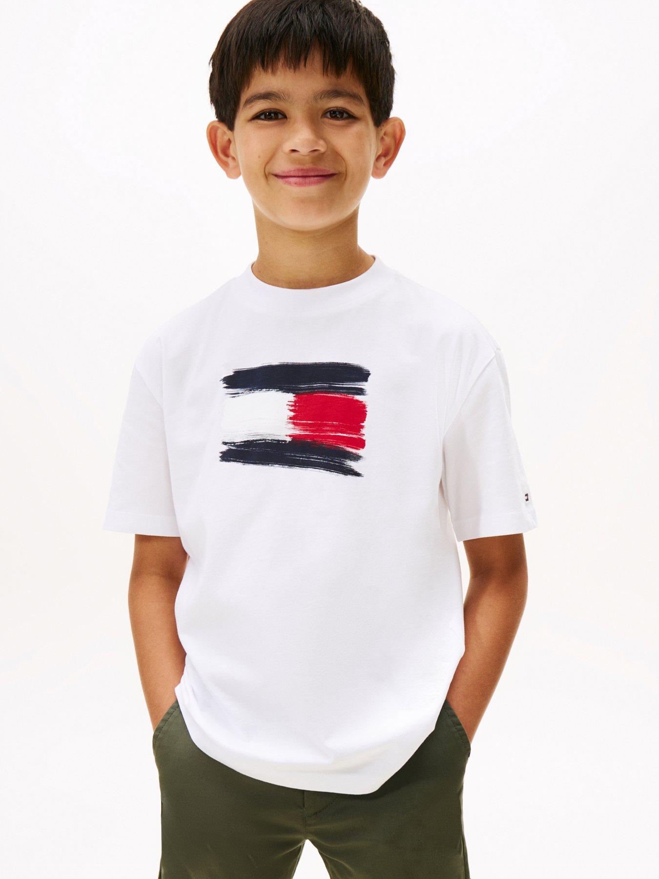 Tommy Hilfiger Boys Flag Archive Short Sleeve T-Shirt - White