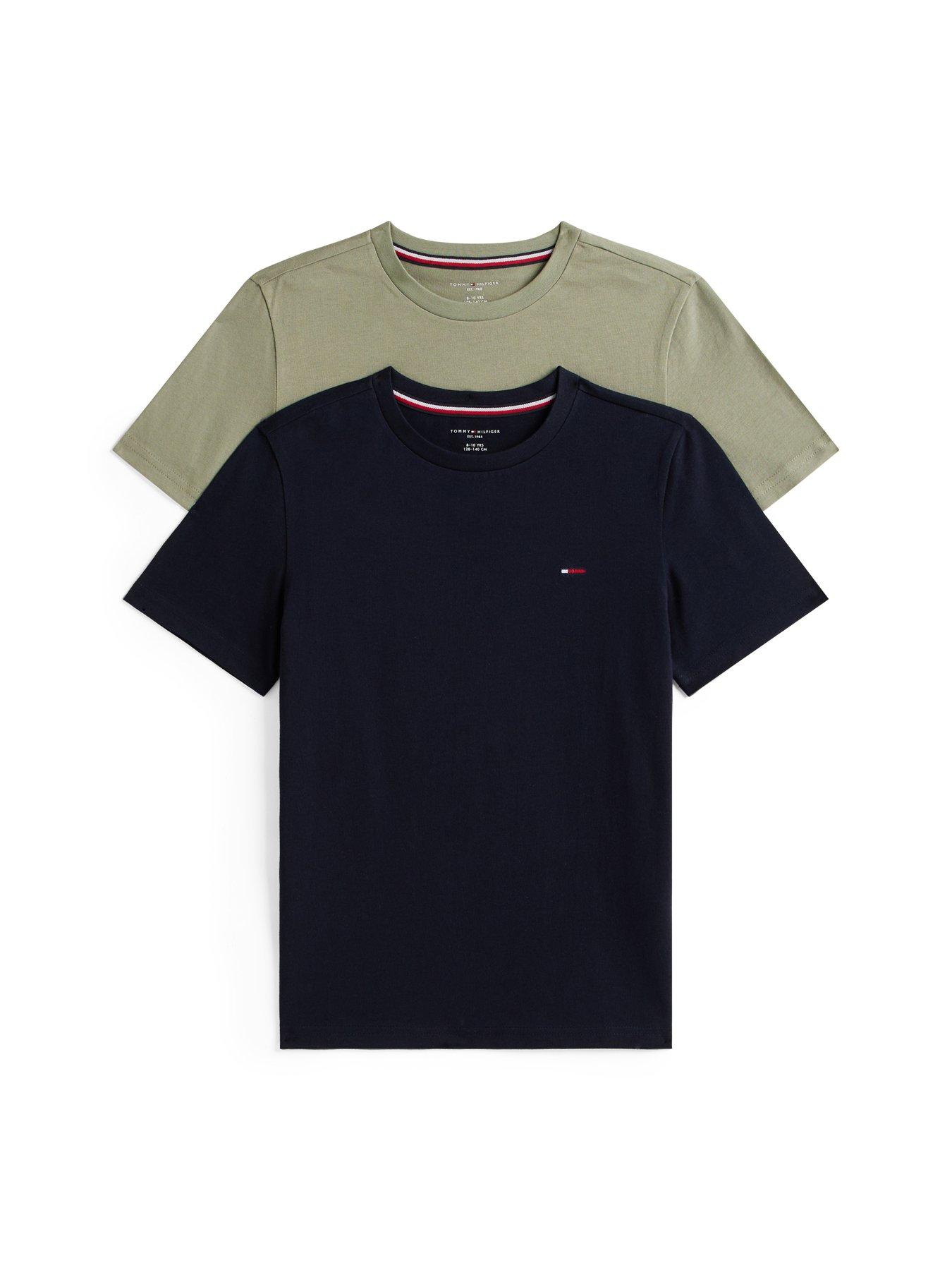 Tommy Hilfiger Boys 2 Pack Short Sleeve T-Shirts - Sage / Desert Sky