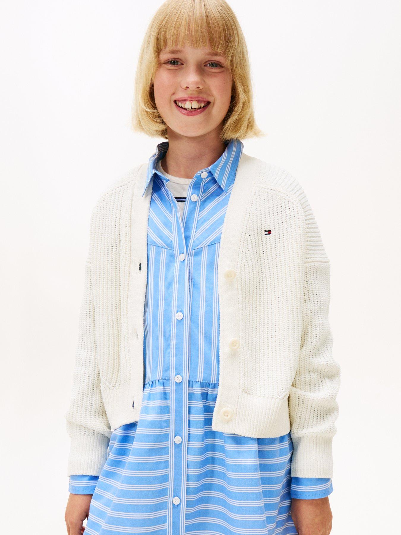 Image 1 of 5 of Tommy Hilfiger Girls Chenille Cardigan - Off White