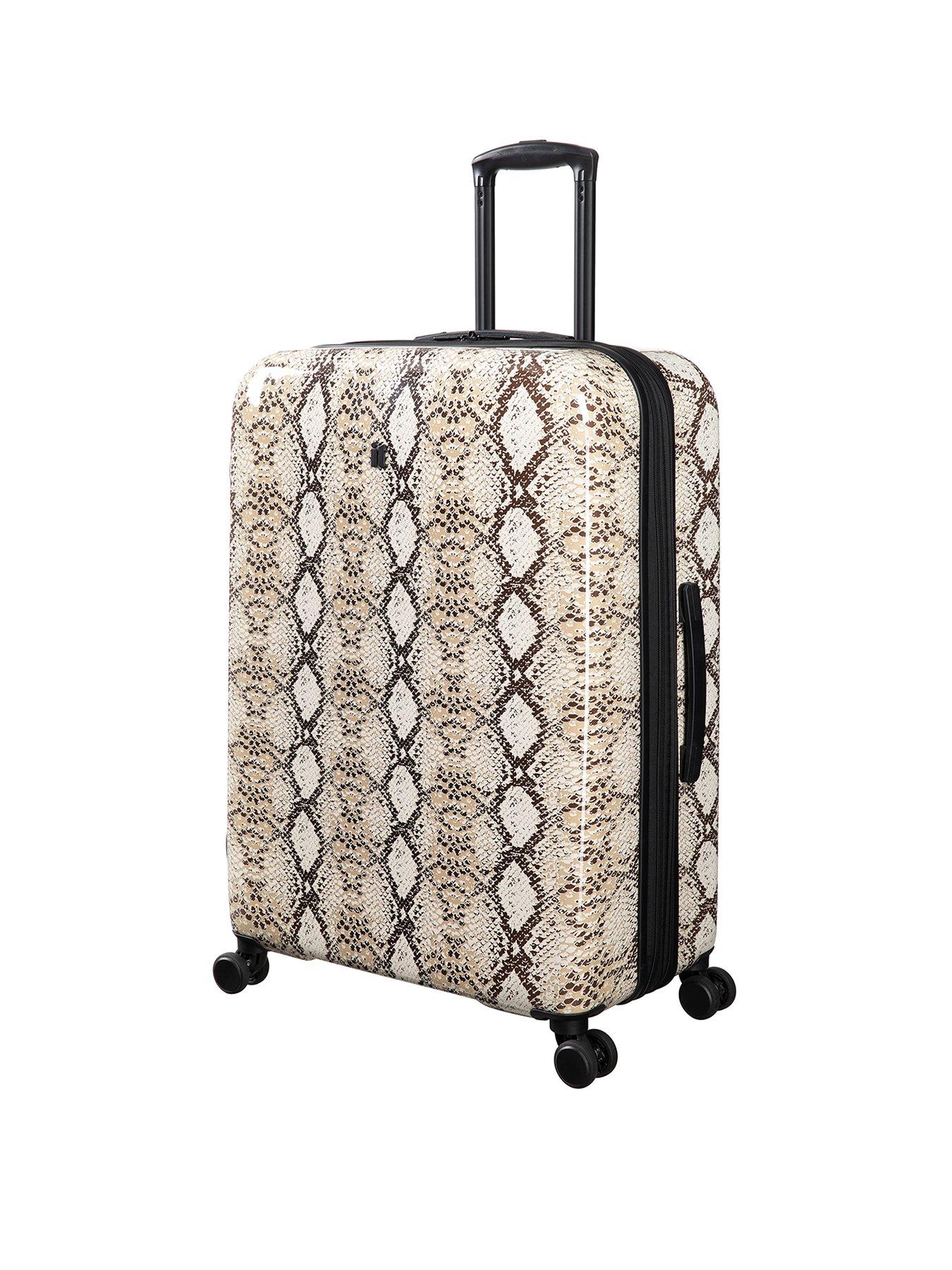 Image 1 of 7 of it Luggage Sheen Python Snake Skin Print Beige Hardshell Large Suitcase