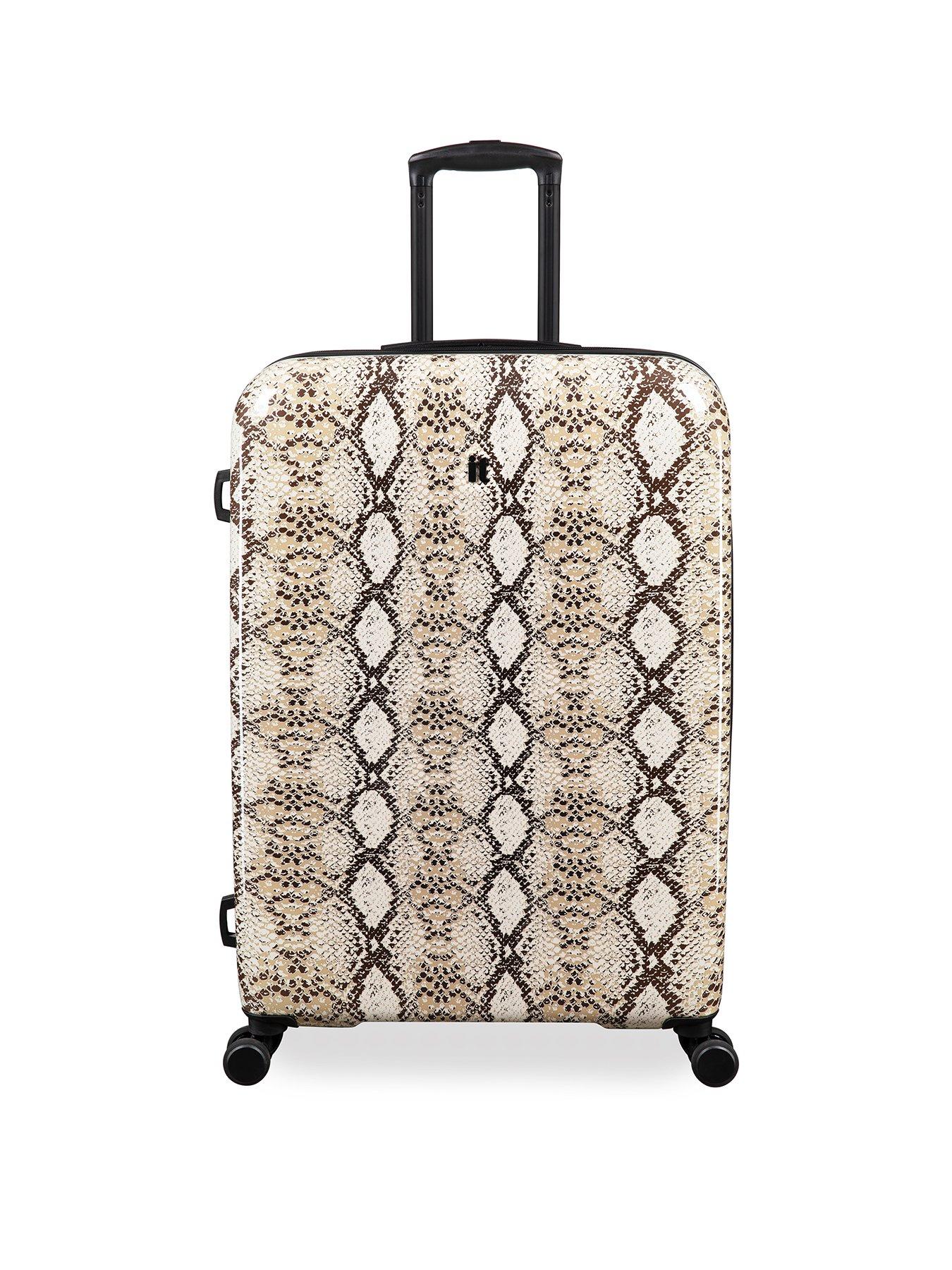 Image 2 of 7 of it Luggage Sheen Python Snake Skin Print Beige Hardshell Large Suitcase