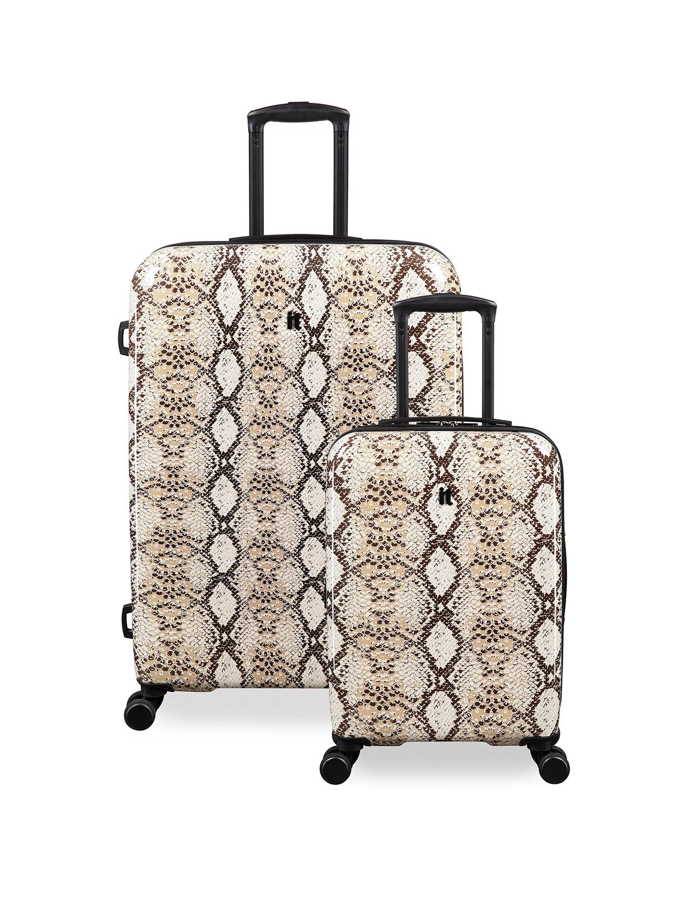 Image 2 of 7 of it Luggage Sheen Python Snake Skin Print Beige Hardshell 2pc Suitcase Set