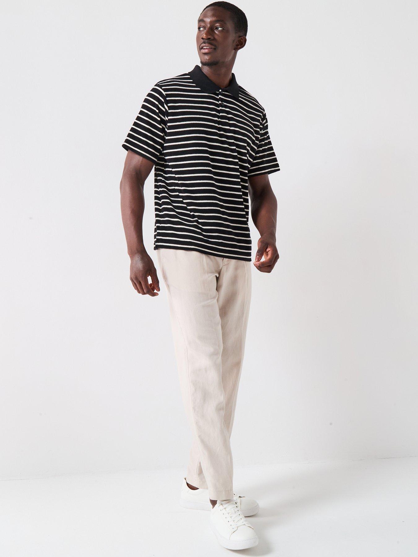 Jack & Jones Gen Striped Towelling Polo Shirt - Black | Very