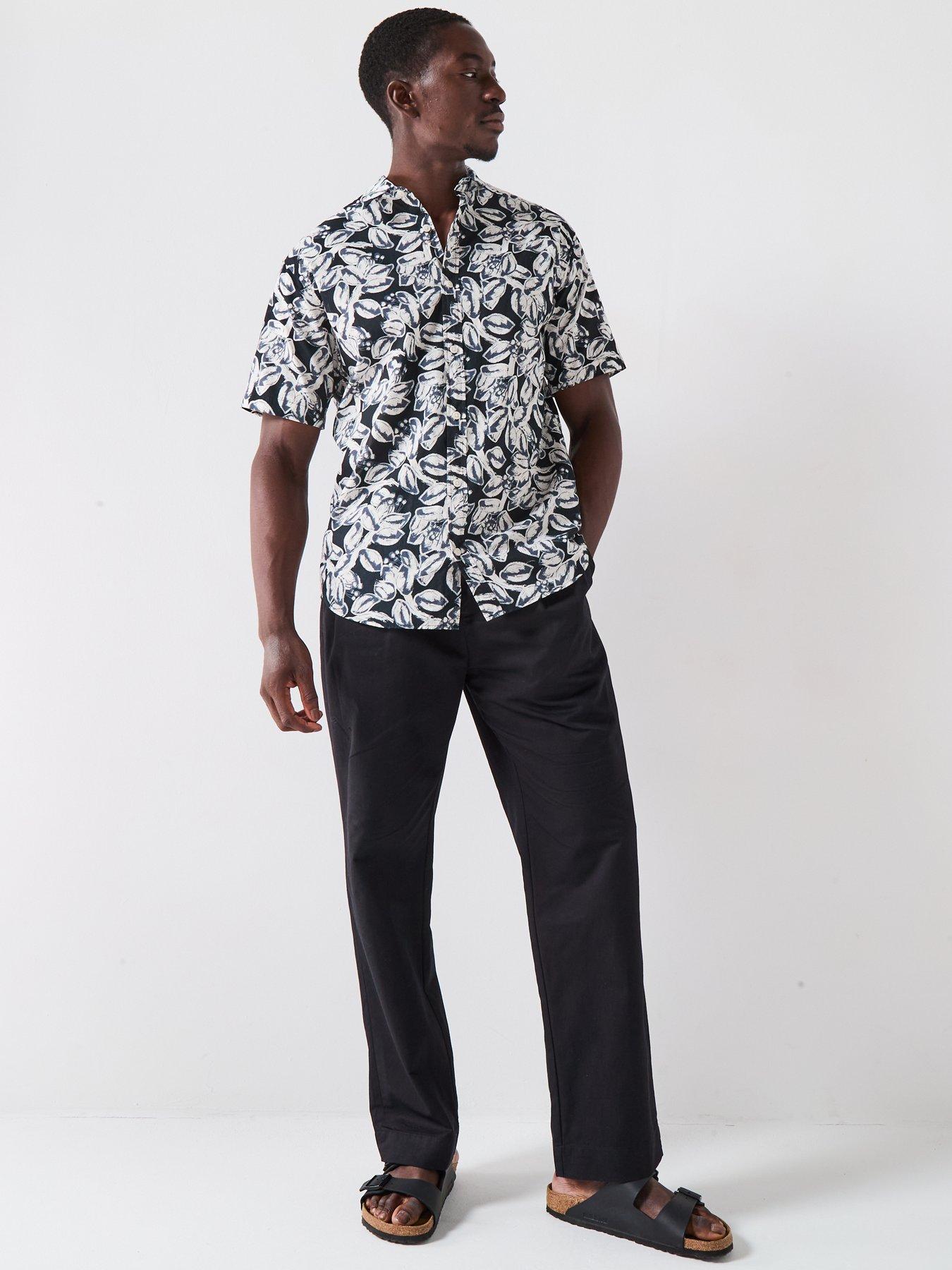 Image 3 of 4 of Jack & Jones Joshua Split Aop Short Sleeve Shirt - Black/White