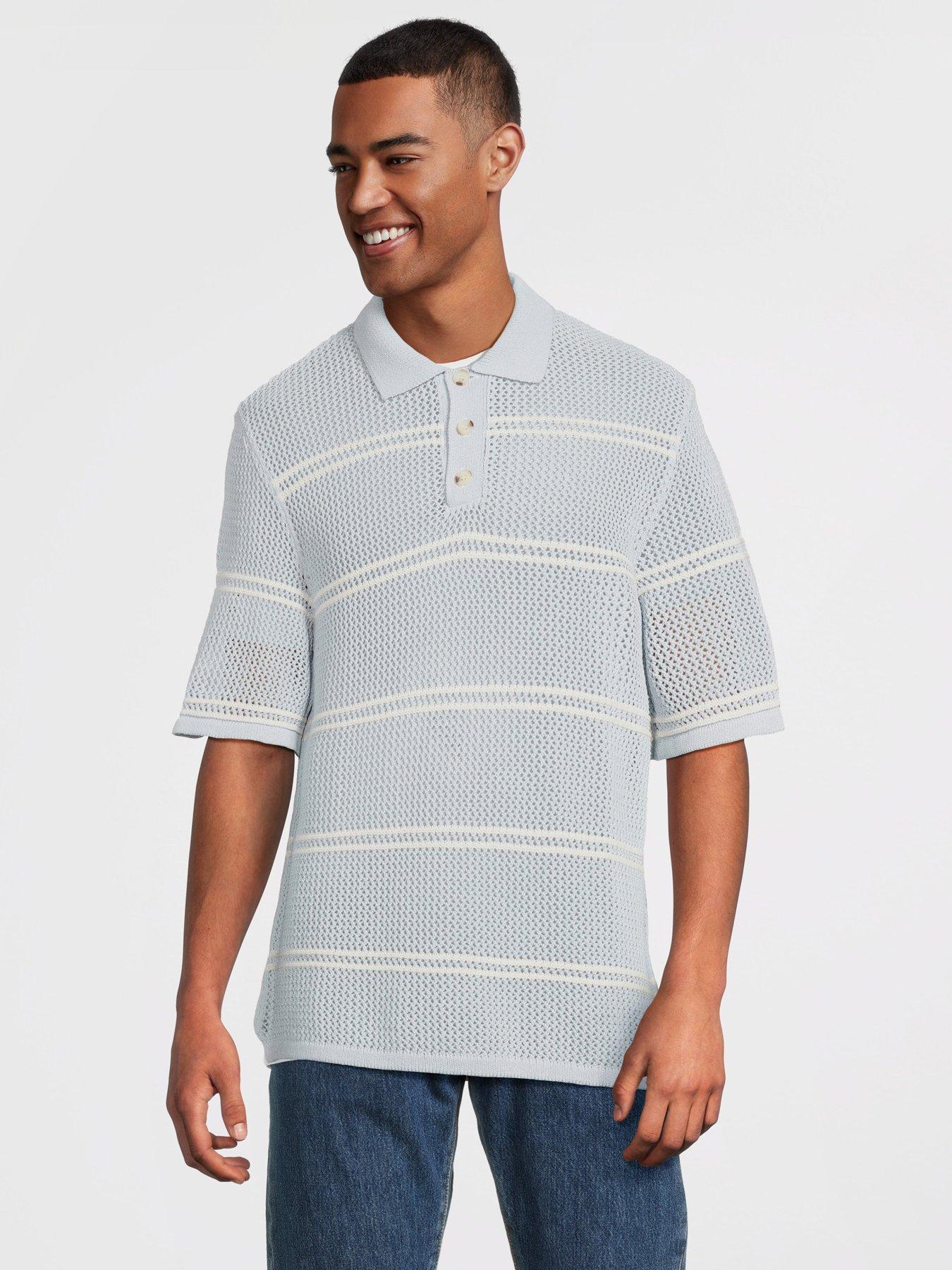 undefined Summer Knitted Polo Shirt - Light Blue