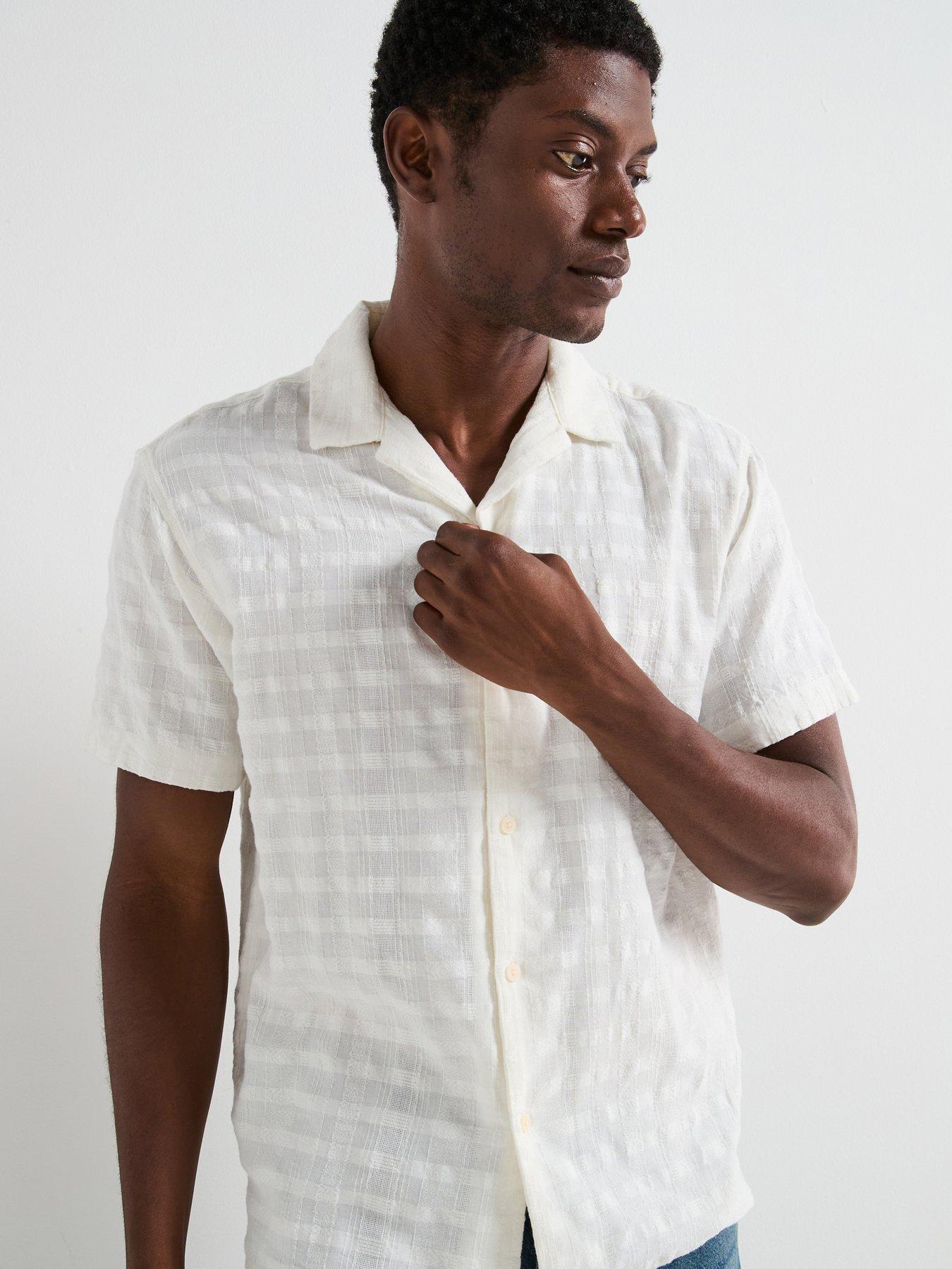 undefined Dia Structure Short Sleeve Resort Shirt - Cream