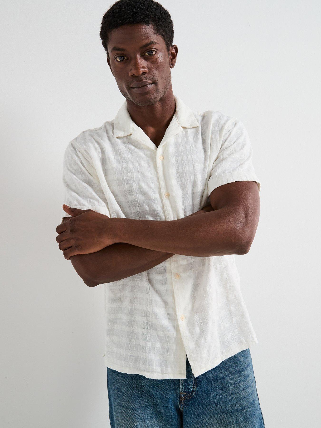 Image 5 of 6 of Jack & Jones Dia Structure Short Sleeve Resort Shirt - Cream