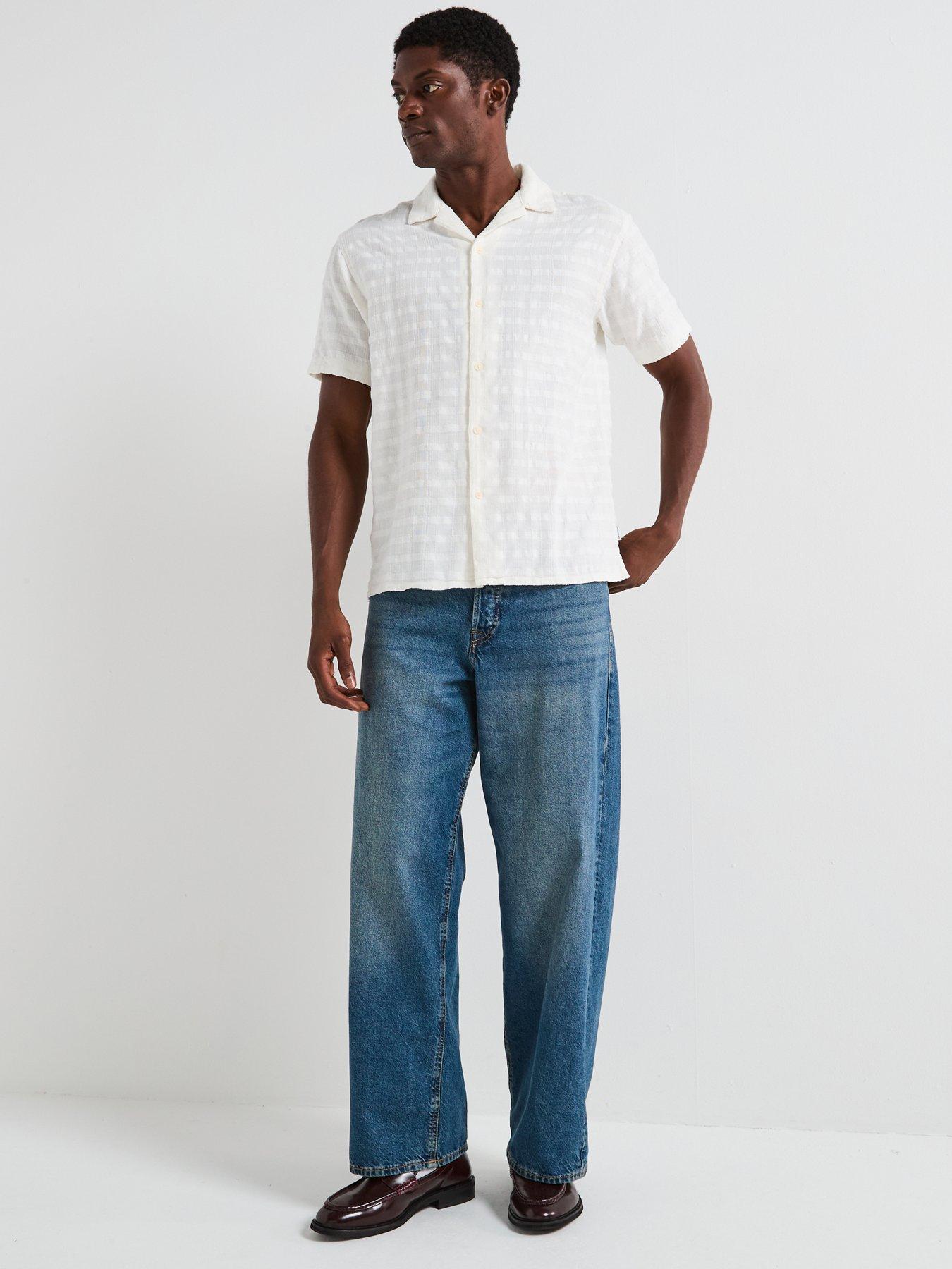 Image 6 of 6 of Jack & Jones Dia Structure Short Sleeve Resort Shirt - Cream