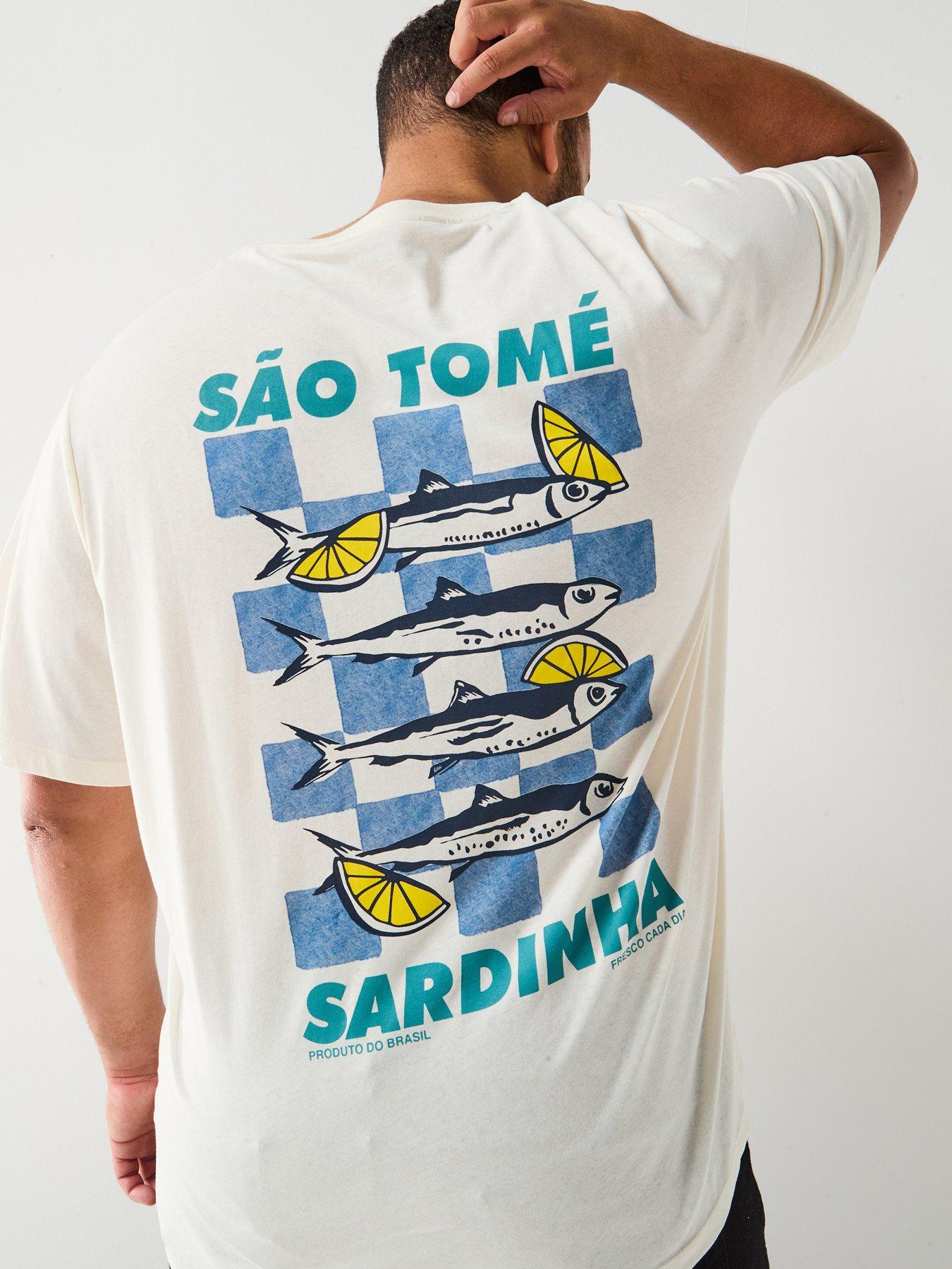 Jack & Jones Plus Sardinha Back Graphic T-Shirt - Cream