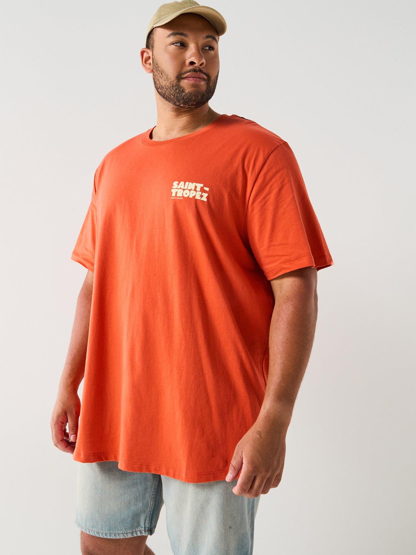 Jack & Jones Plus Saint Tropez Back Graphic T-Shirt - Orange