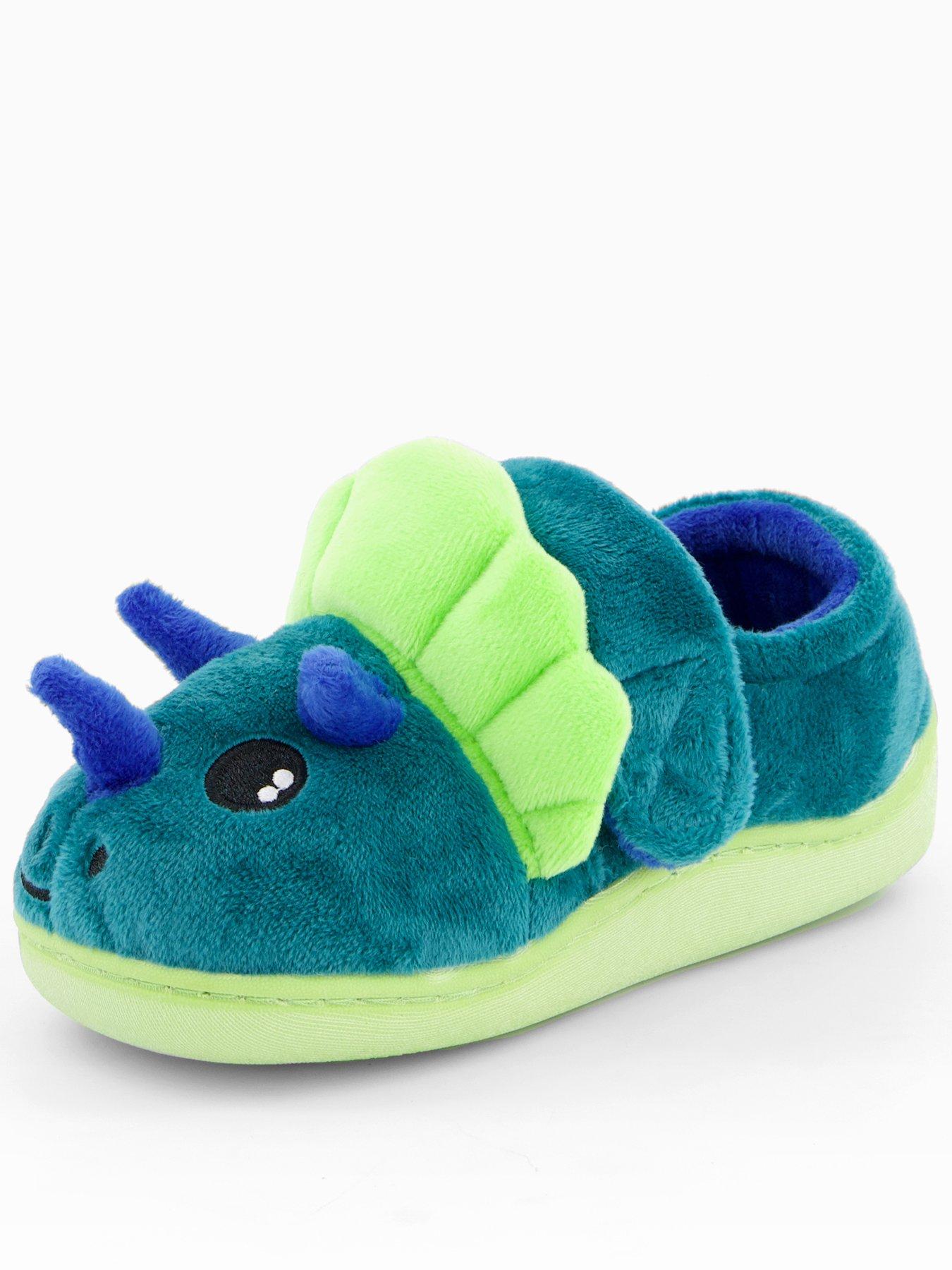 Image 1 of 6 of The Very Collection Younger Boys Dinosaur Touch Strap Slipper - Blue