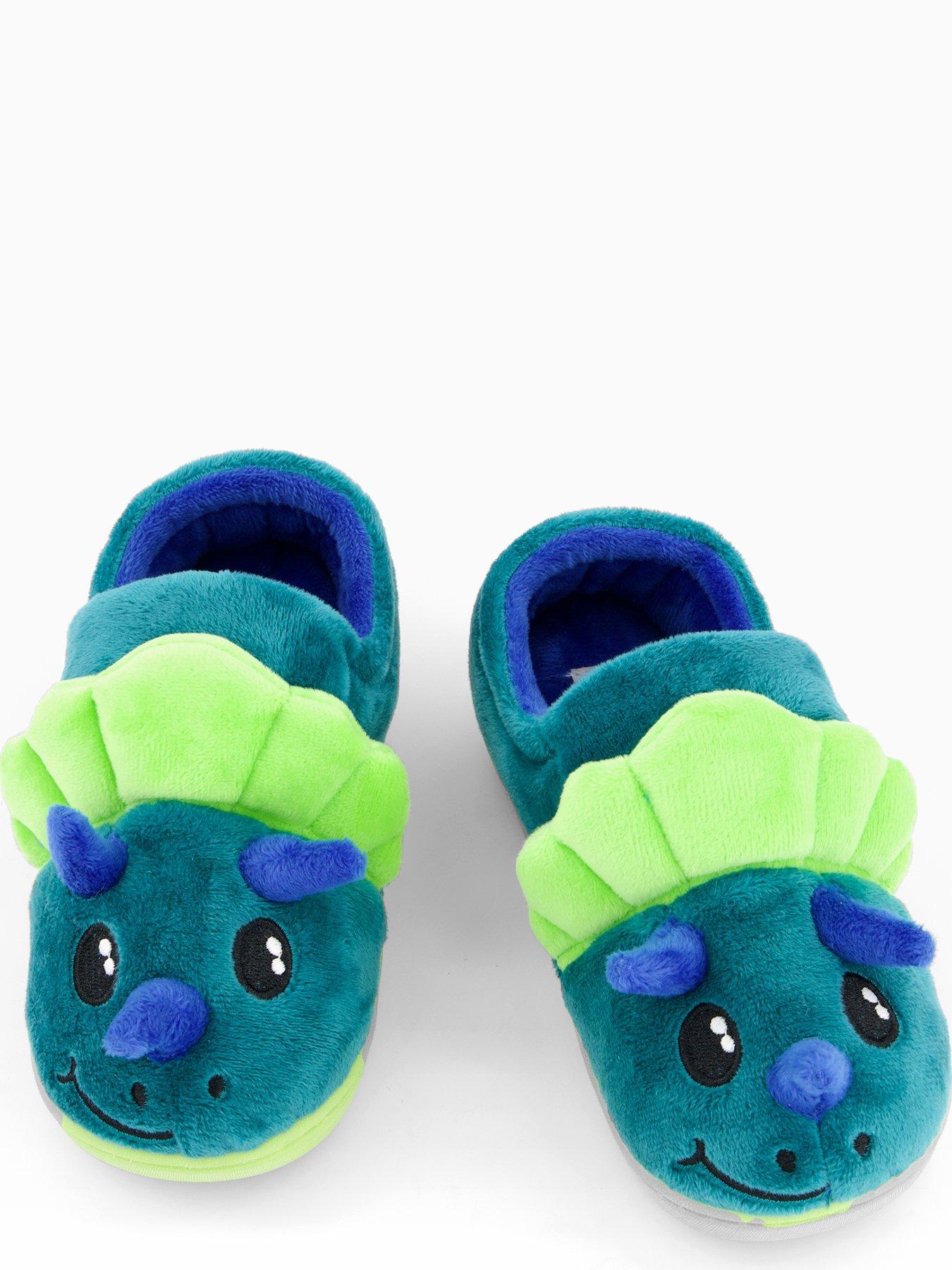 Image 3 of 6 of The Very Collection Younger Boys Dinosaur Touch Strap Slipper - Blue