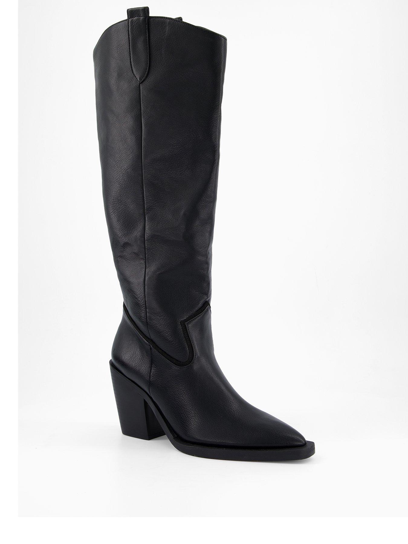 Image 3 of 6 of The Very Collection Polished Knee Western Boot - Black