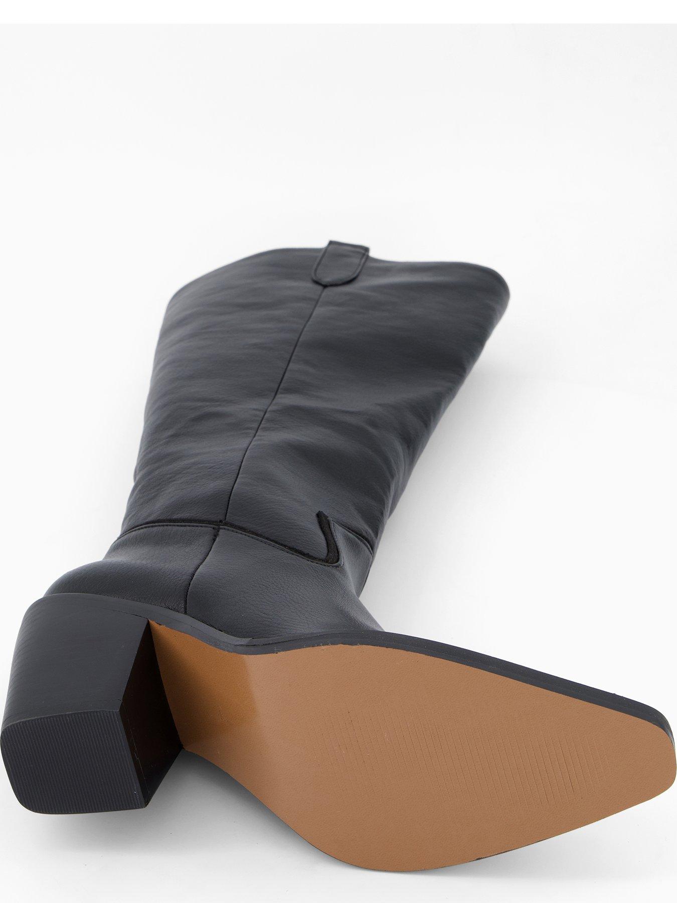 Image 5 of 6 of The Very Collection Polished Knee Western Boot - Black