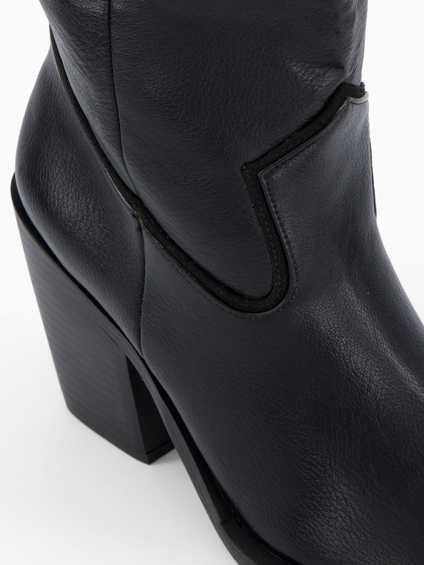 Image 6 of 6 of The Very Collection Polished Knee Western Boot - Black