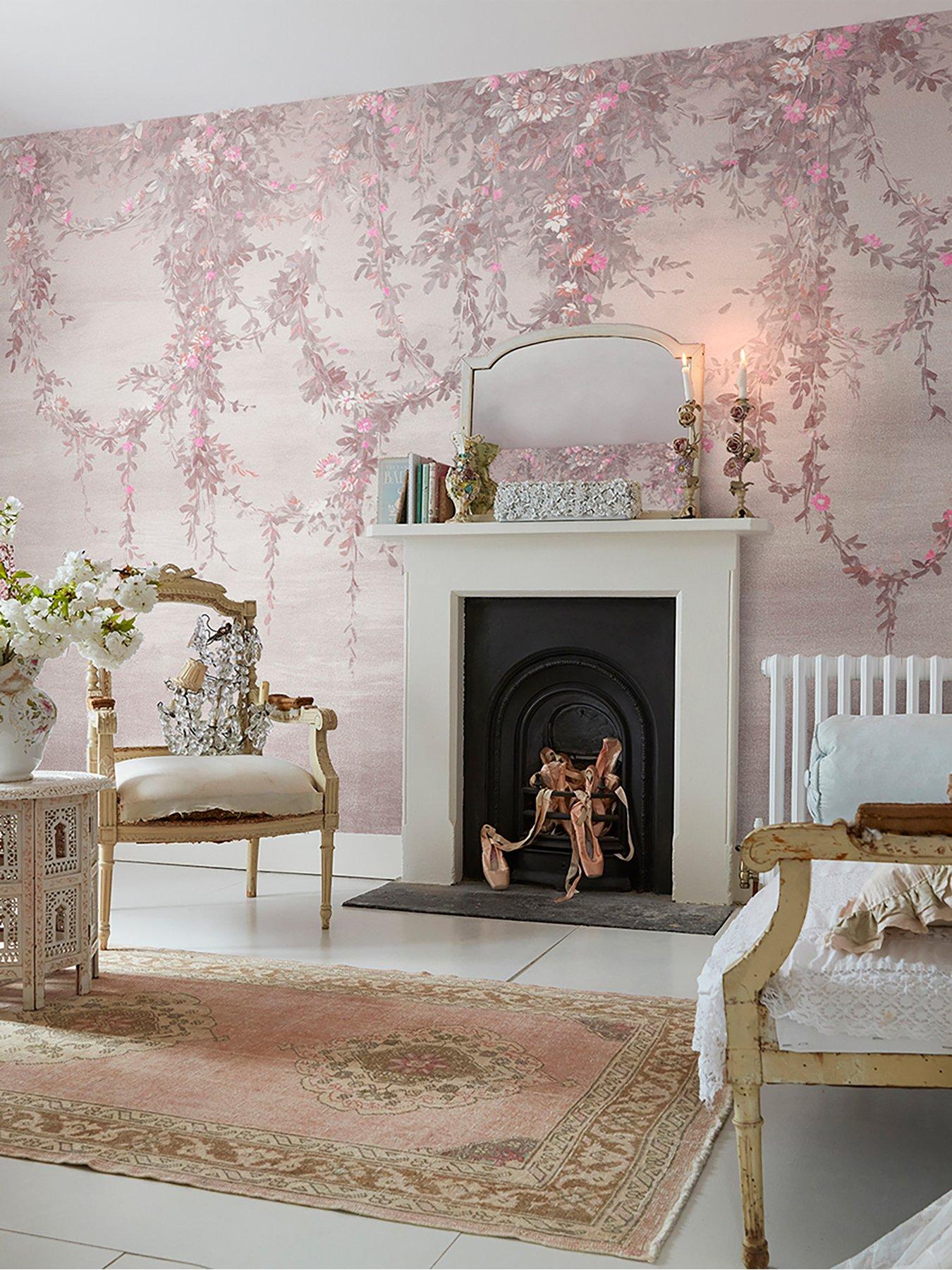 Image 1 of 4 of Shabby Chic by Rachel Ashwell Hanging Garden Fixed Size Mural - Pink