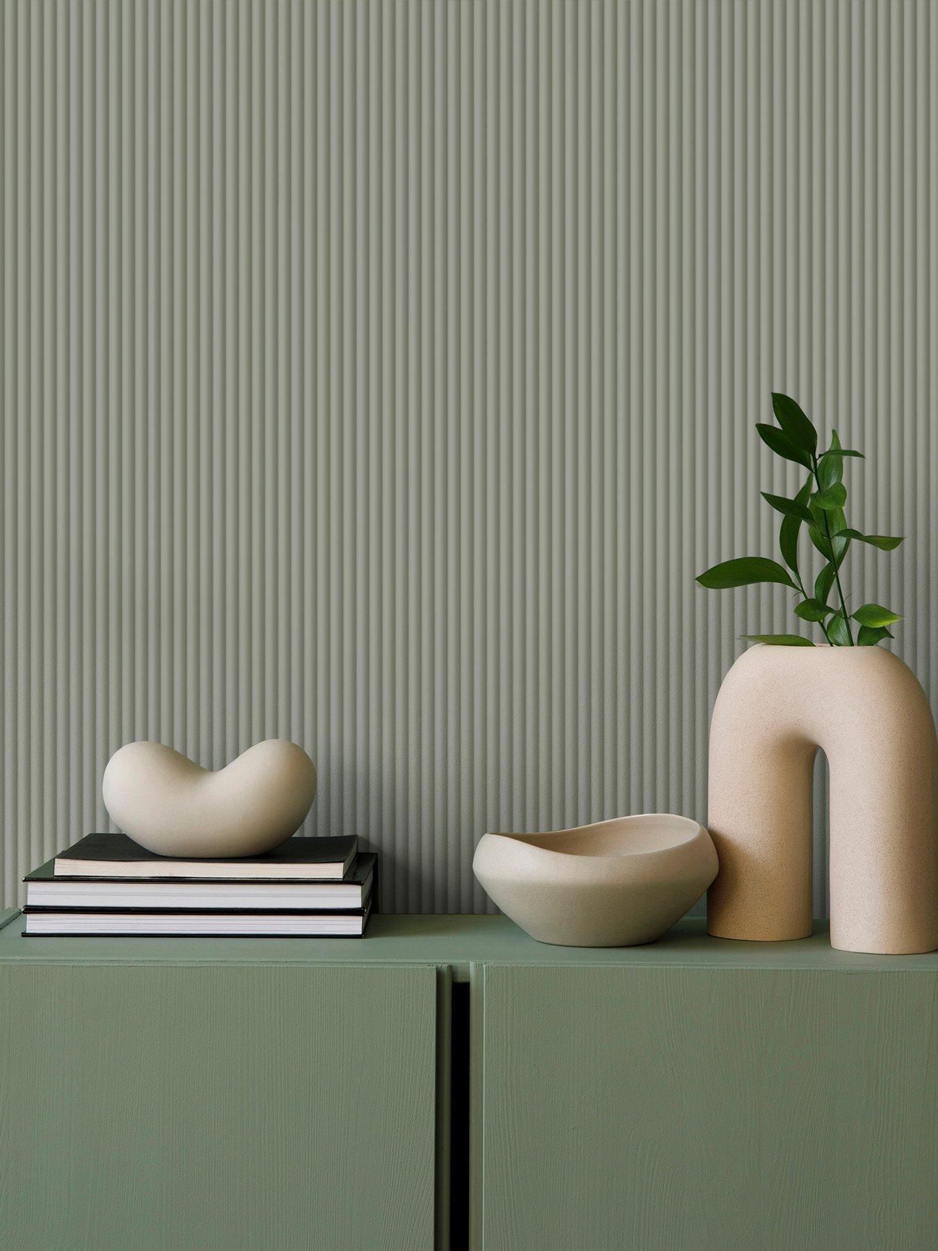 undefined Tactile Pinstripe Wallpaper in Sage