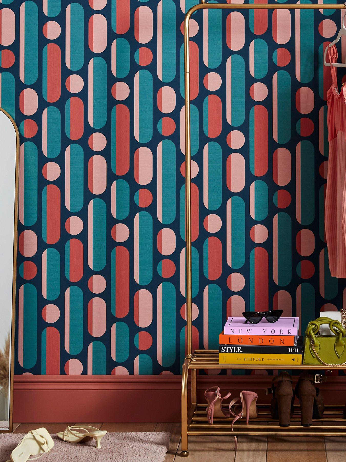 undefined Morse Wallpaper - Coral/navy