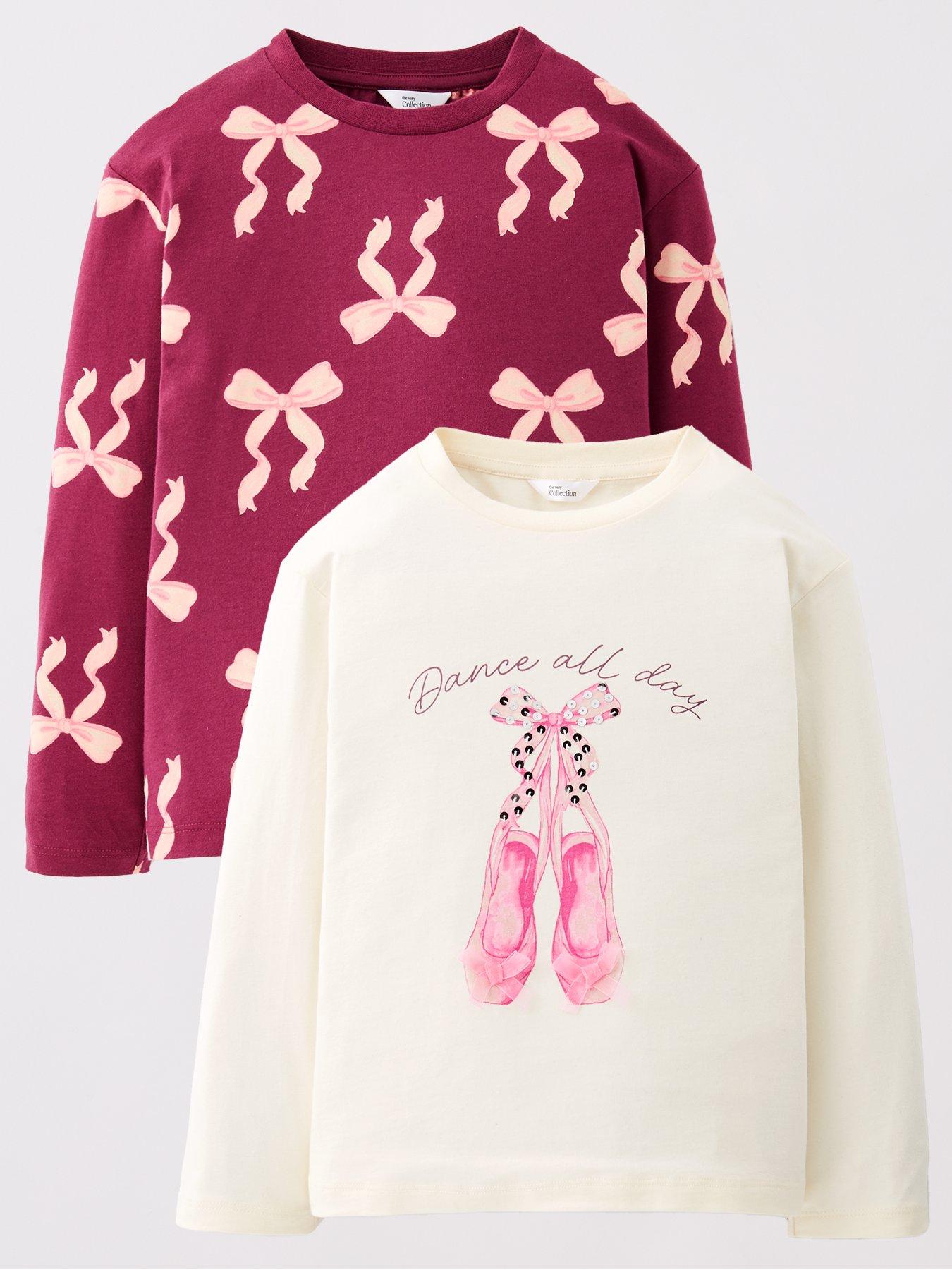 The Very Collection Girls Ballerina 2 Pack Long Sleeve Tops - Cream