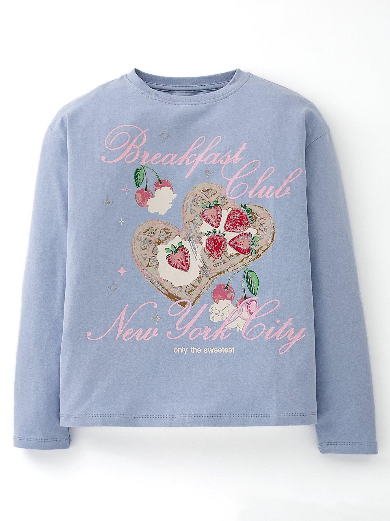 Image 3 of 5 of The Very Collection Girls Breakfast Club Graphic Print Long Sleeve T-shirts - Multi