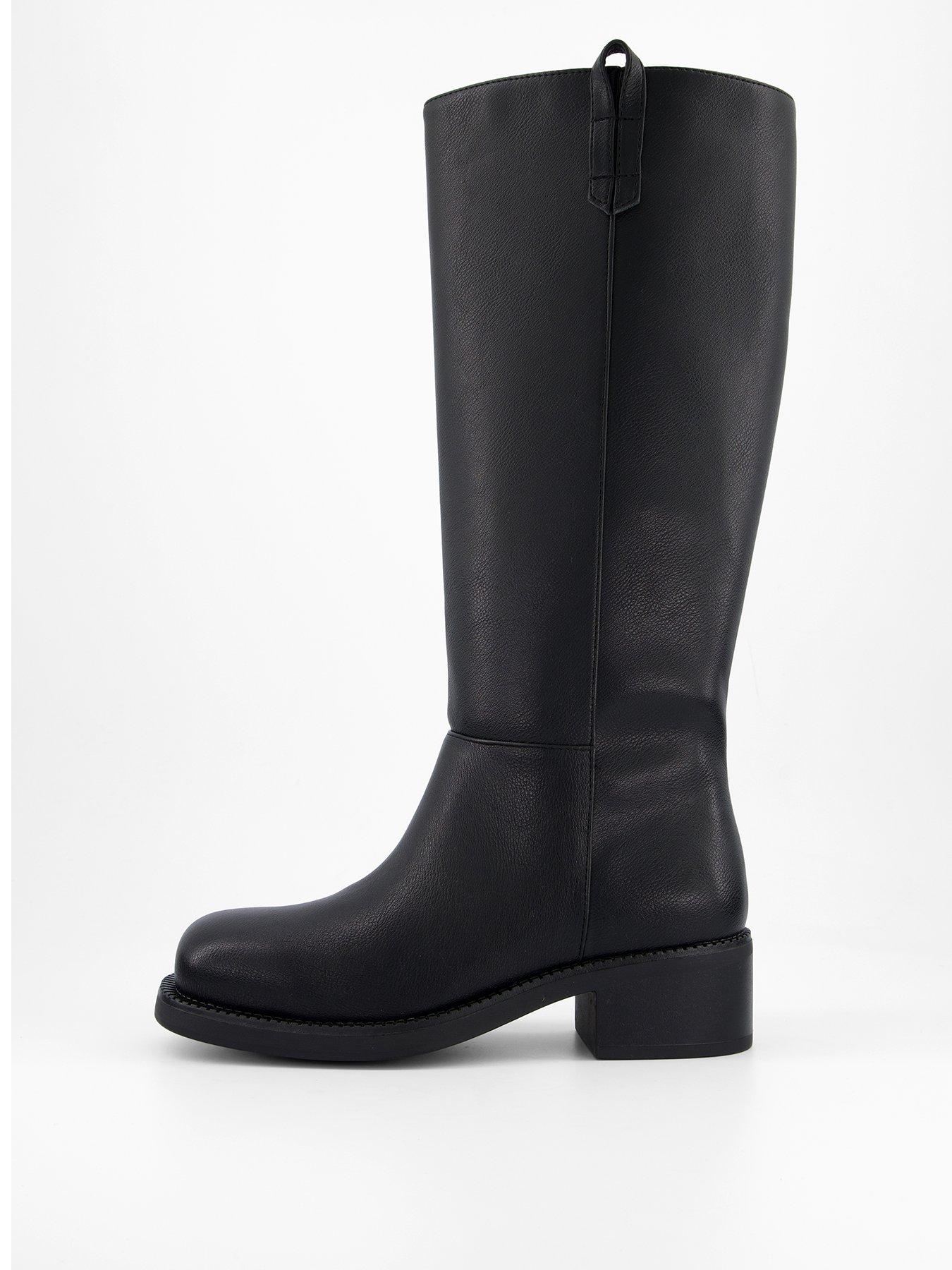 The Very Collection: Wide Fit Knee Boot - Pu - Black