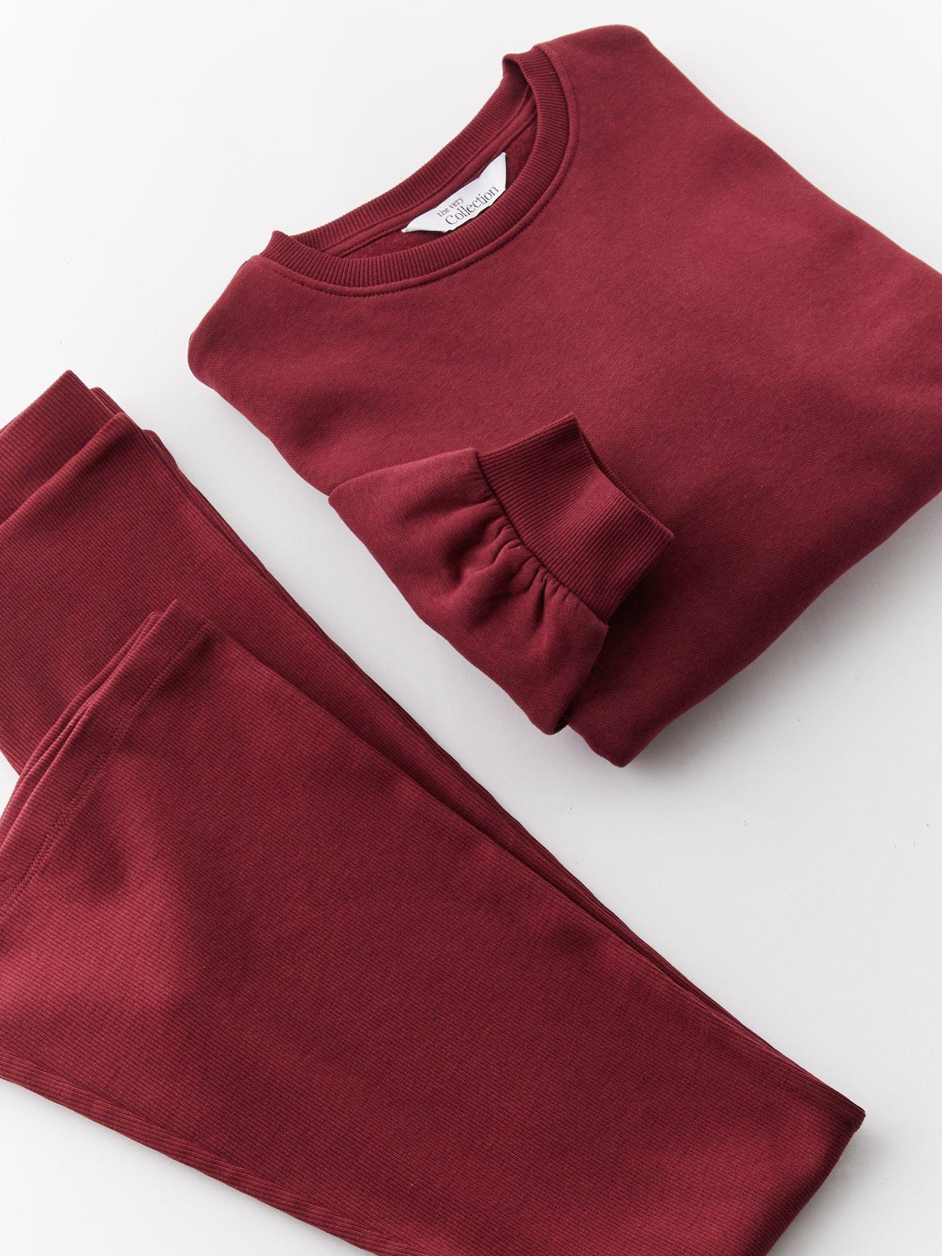 Image 4 of 4 of The Very Collection Girls Sweatshirt With Flare Legging - Burgundy/Red