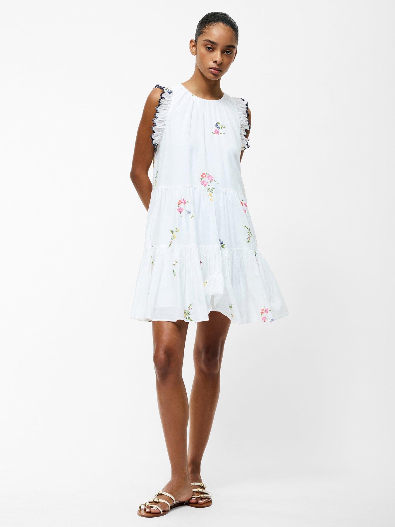 French Connection Tiered Floral Print Ruffle Mini Dress - White | Very