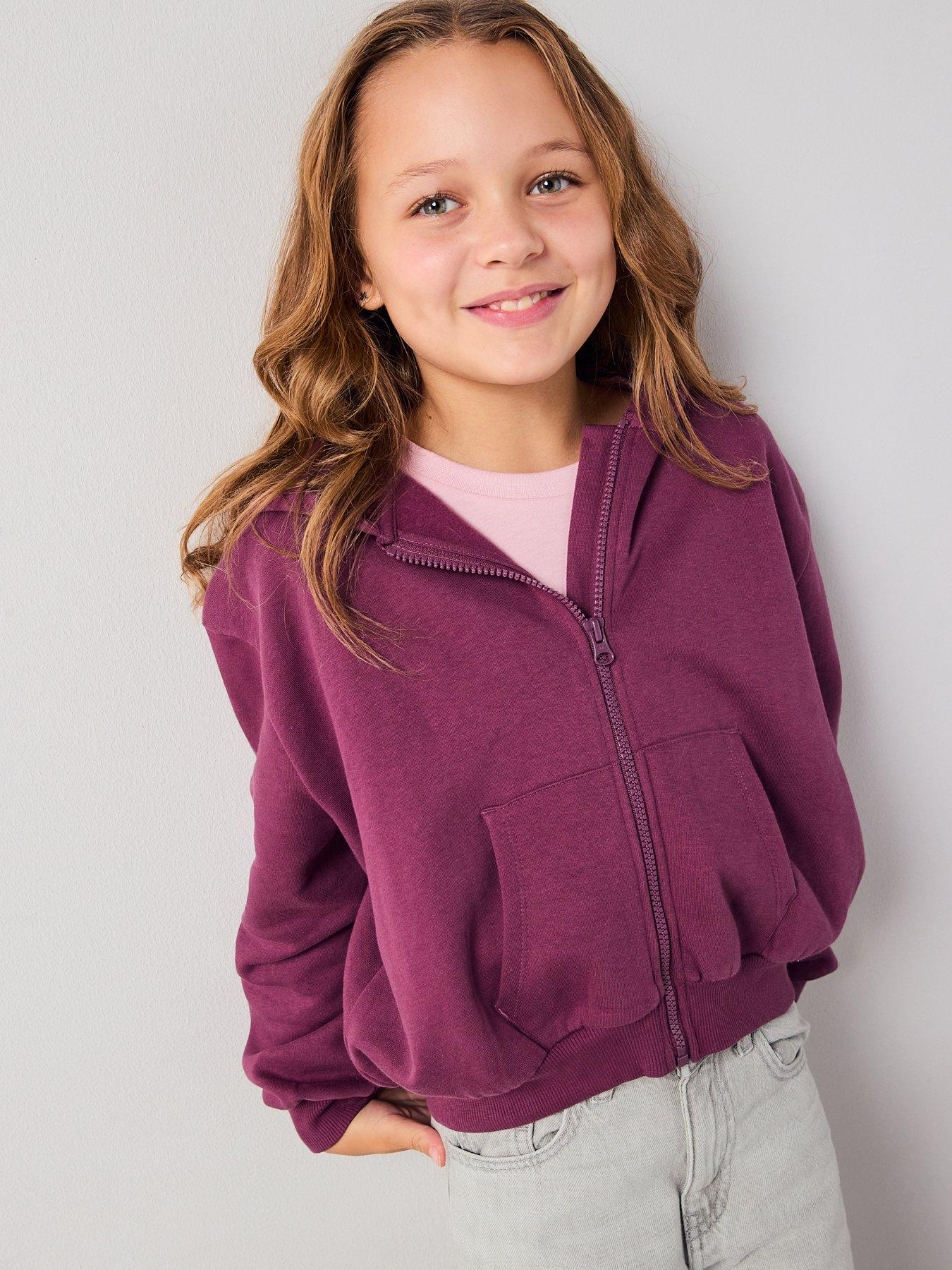 Image 1 of 5 of The Very Collection Girls Zip Up Hoodie - Burgundy/Red