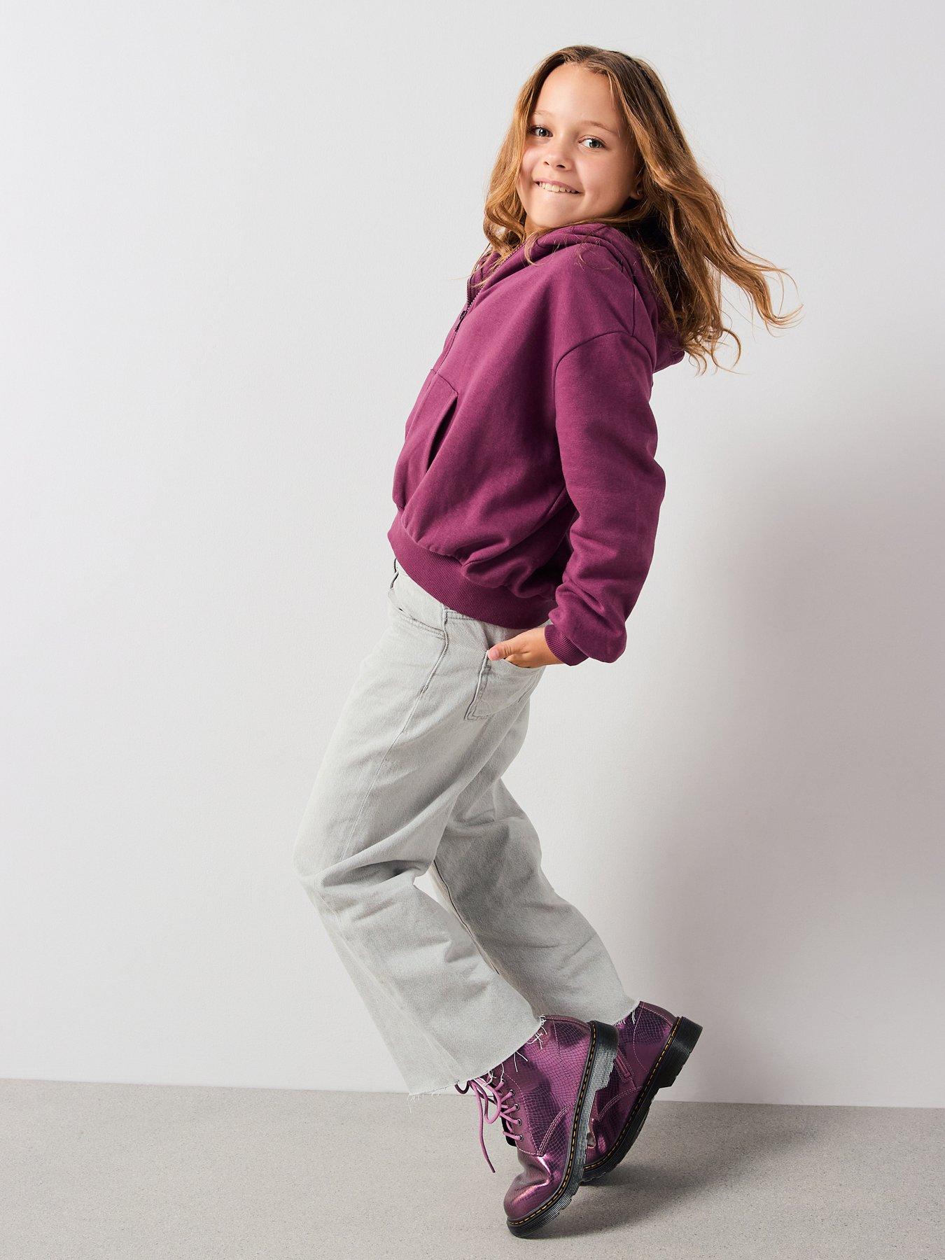 Image 3 of 5 of The Very Collection Girls Zip Up Hoodie - Burgundy/Red