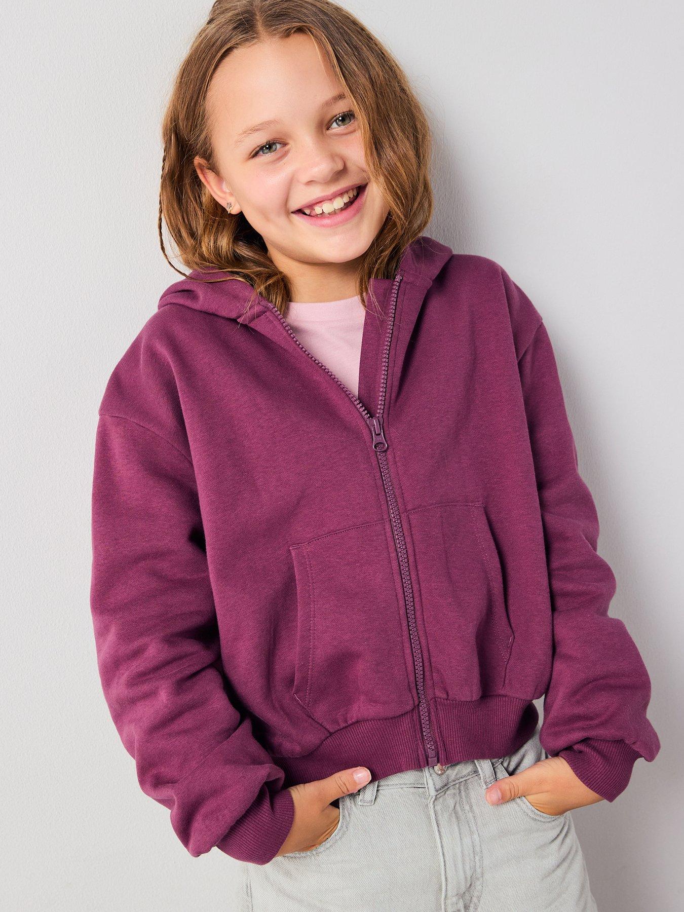 Image 4 of 5 of The Very Collection Girls Zip Up Hoodie - Burgundy/Red