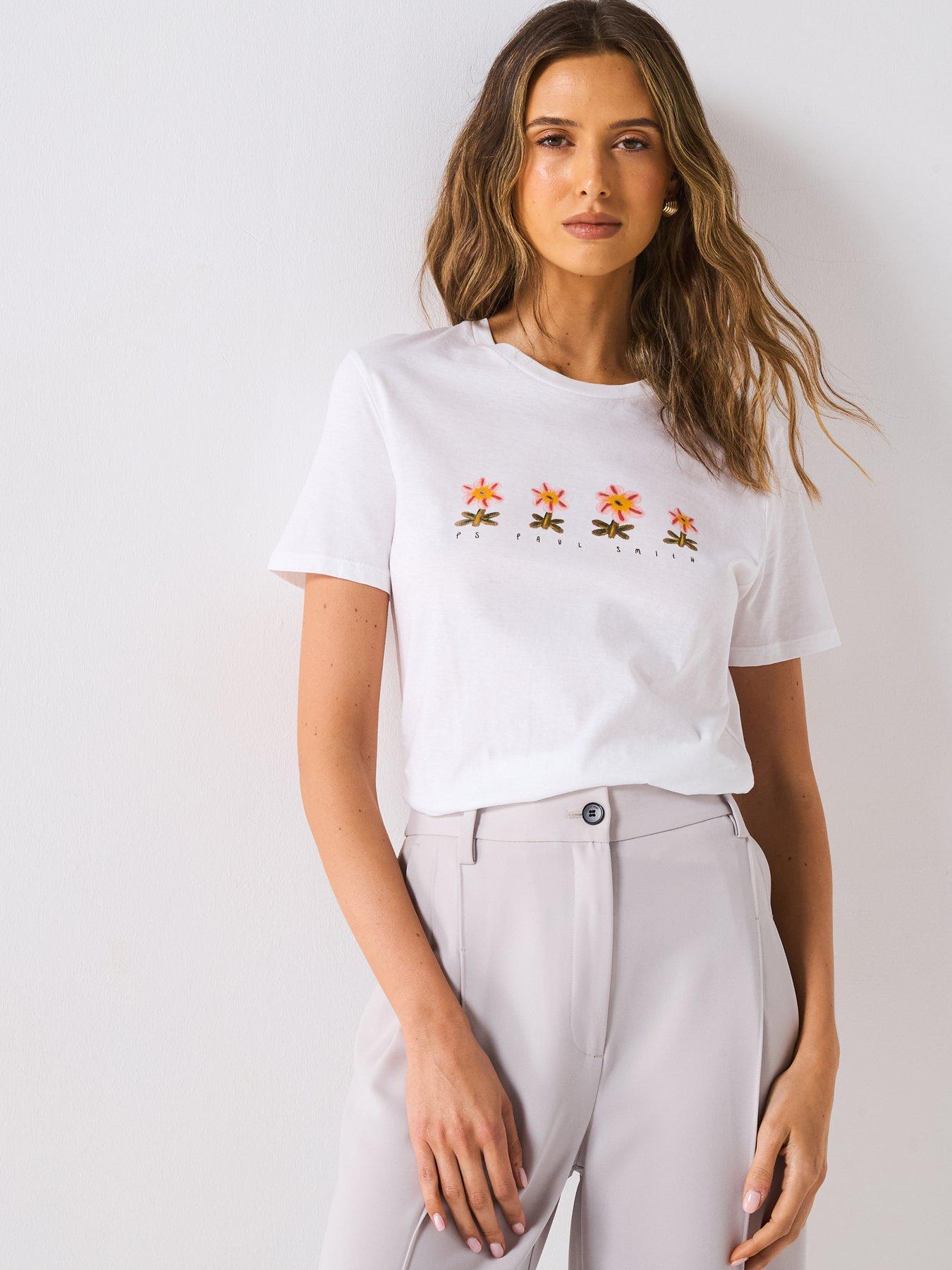 PS PAUL SMITH: Flower Graphic T-Shirt - White