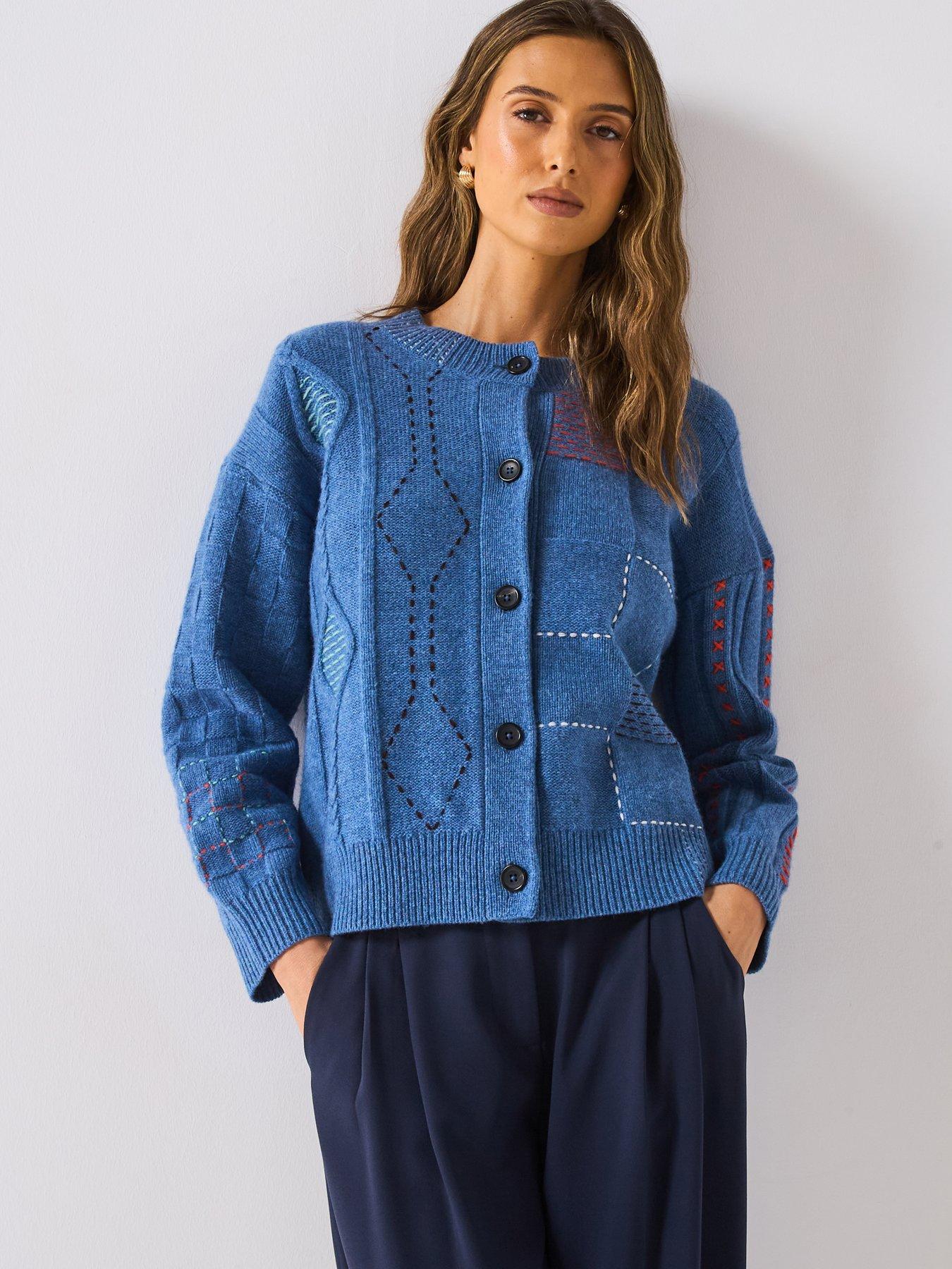 PS PAUL SMITH Knitted Button Through Cardigan - Blue