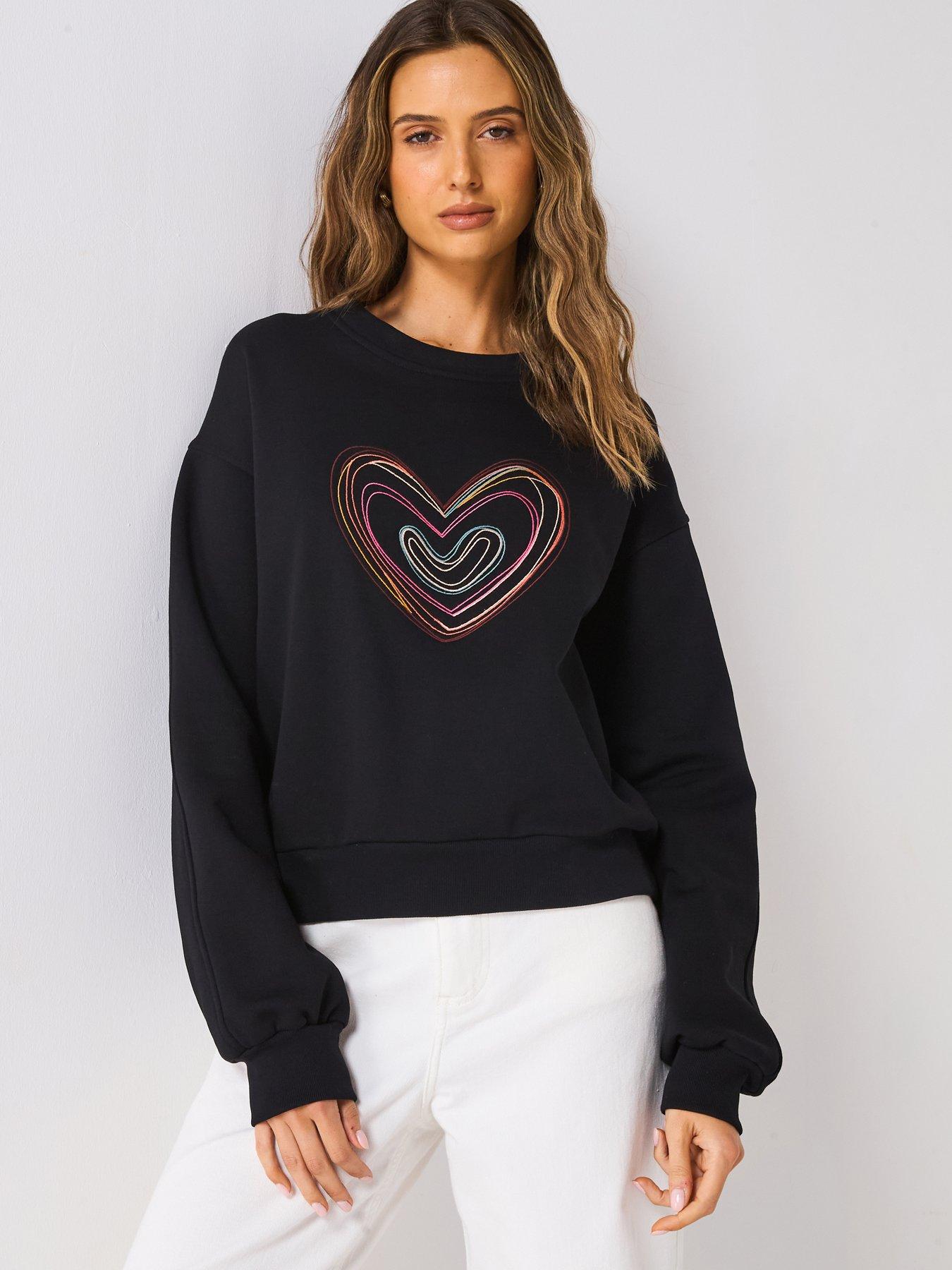 PS PAUL SMITH Womens Swirl Heart Emb Sweatshirt - Black