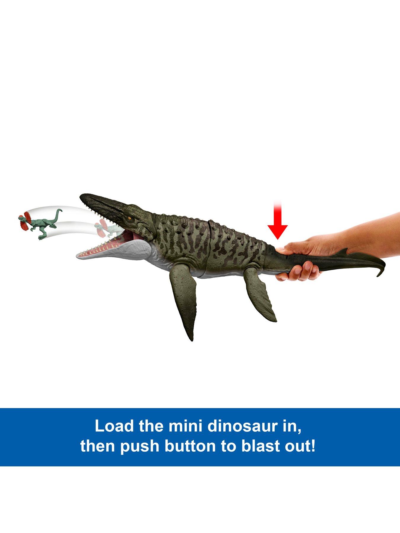 Image 4 of 8 of JURASSIC WORLD Rebirth Bite 'N Blast Mosasaurus Action Figure and Mini Dilophosaurus