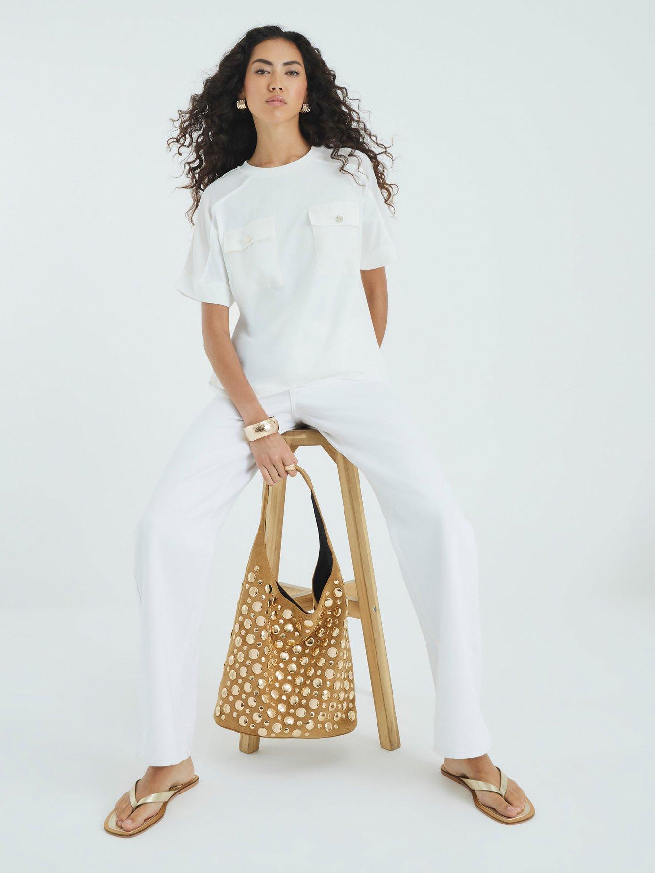 Image 3 of 4 of River Island Short Sleeve Pocket Utility Tee - White