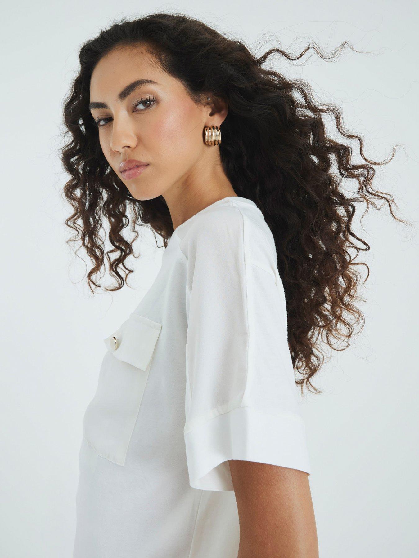 Image 4 of 4 of River Island Short Sleeve Pocket Utility Tee - White