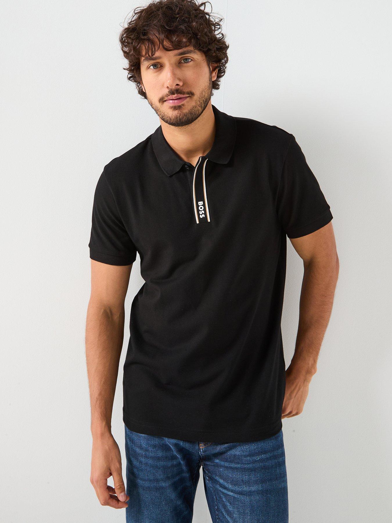 BOSS Paddy Corporate Placket Regular Fit Cotton Polo Shirt - Black