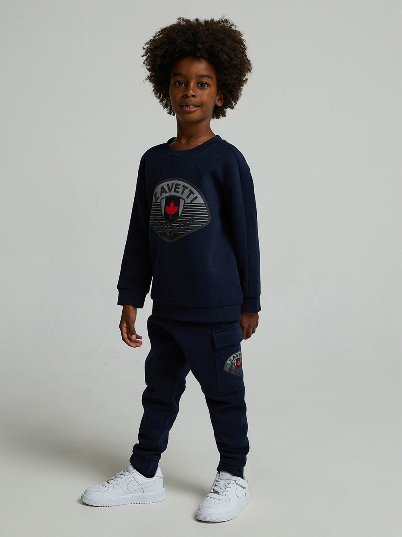 undefined Younger Boys Botticini Reflective Sweat Suit - Navy