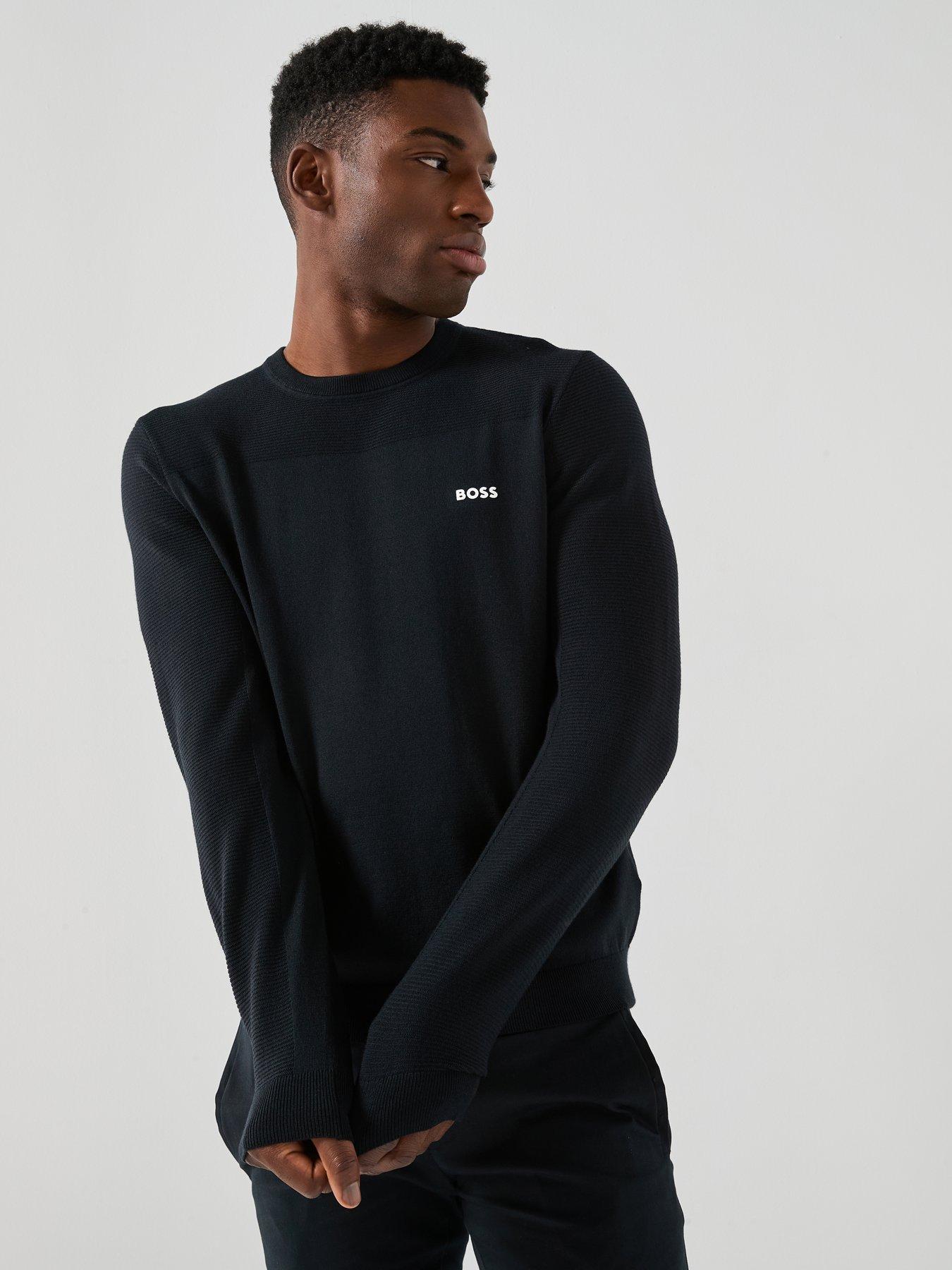 BOSS Momentum-X Merino Crew Knitted Jumper, Navy, Size Xl, Men