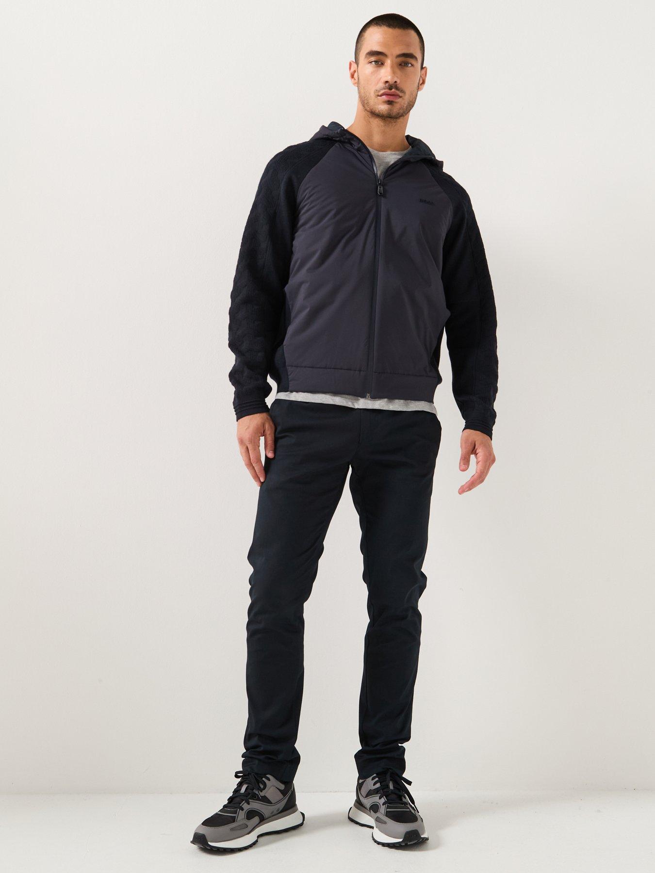 Image 3 of 5 of BOSS Mirror Hybrid Regular Fit Hooded Knitted Jacket&nbsp;- Navy