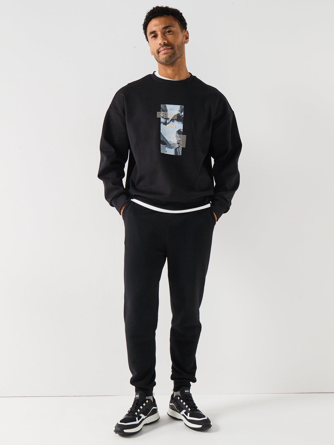 Image 3 of 6 of BOSS Stenson Zone Oversize Fit City Crew Sweatshirt - Black