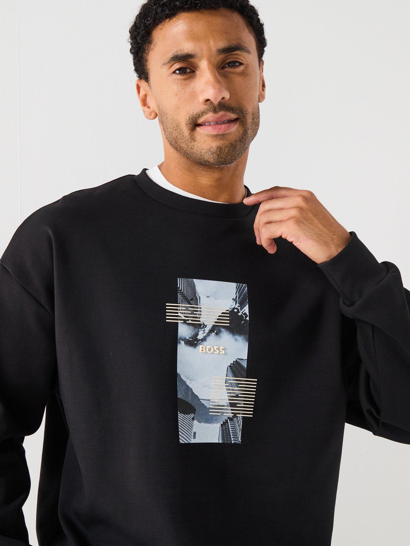 Image 4 of 6 of BOSS Stenson Zone Oversize Fit City Crew Sweatshirt - Black