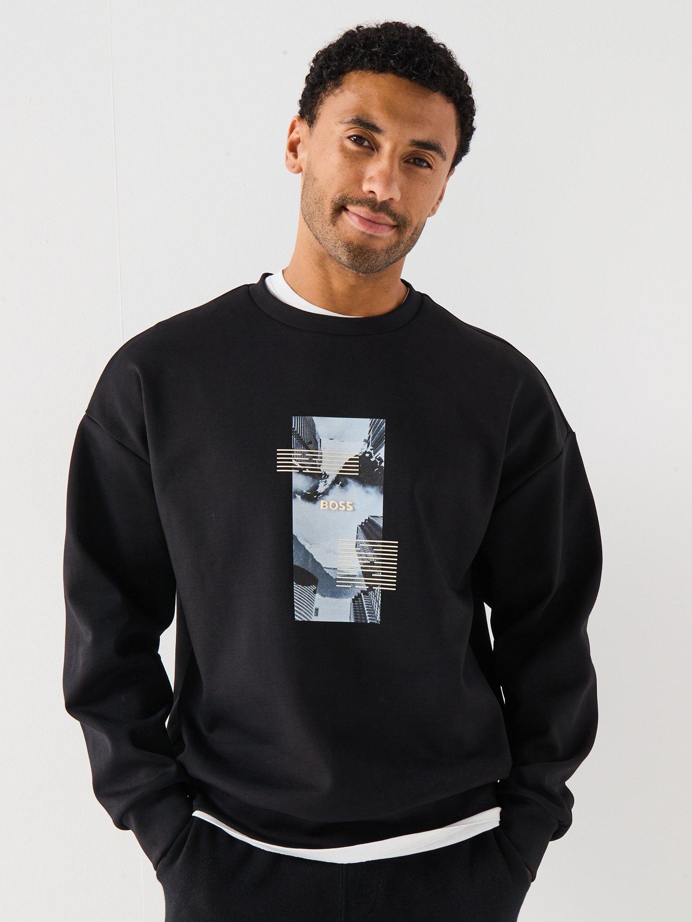Image 5 of 6 of BOSS Stenson Zone Oversize Fit City Crew Sweatshirt - Black