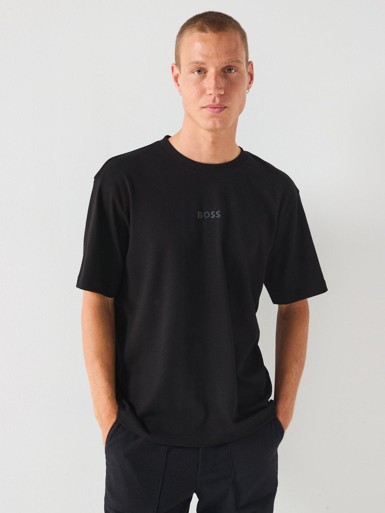 BOSS Tee 10 Oversize Fit Centre Tonal Logo T-Shirt - Black