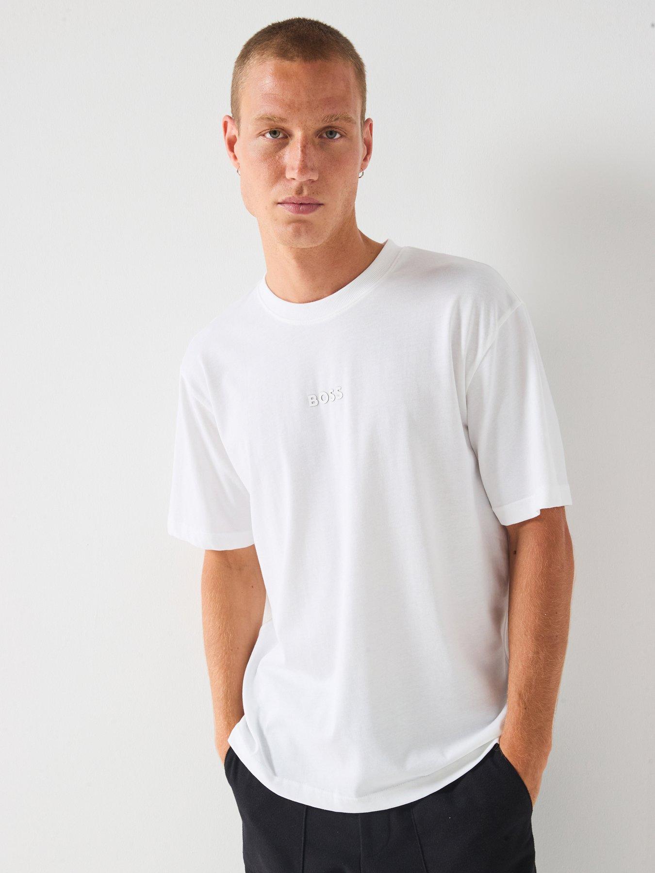 Image 1 of 5 of BOSS Tee 10 Oversize Fit Centre Tonal Logo T-Shirt - White