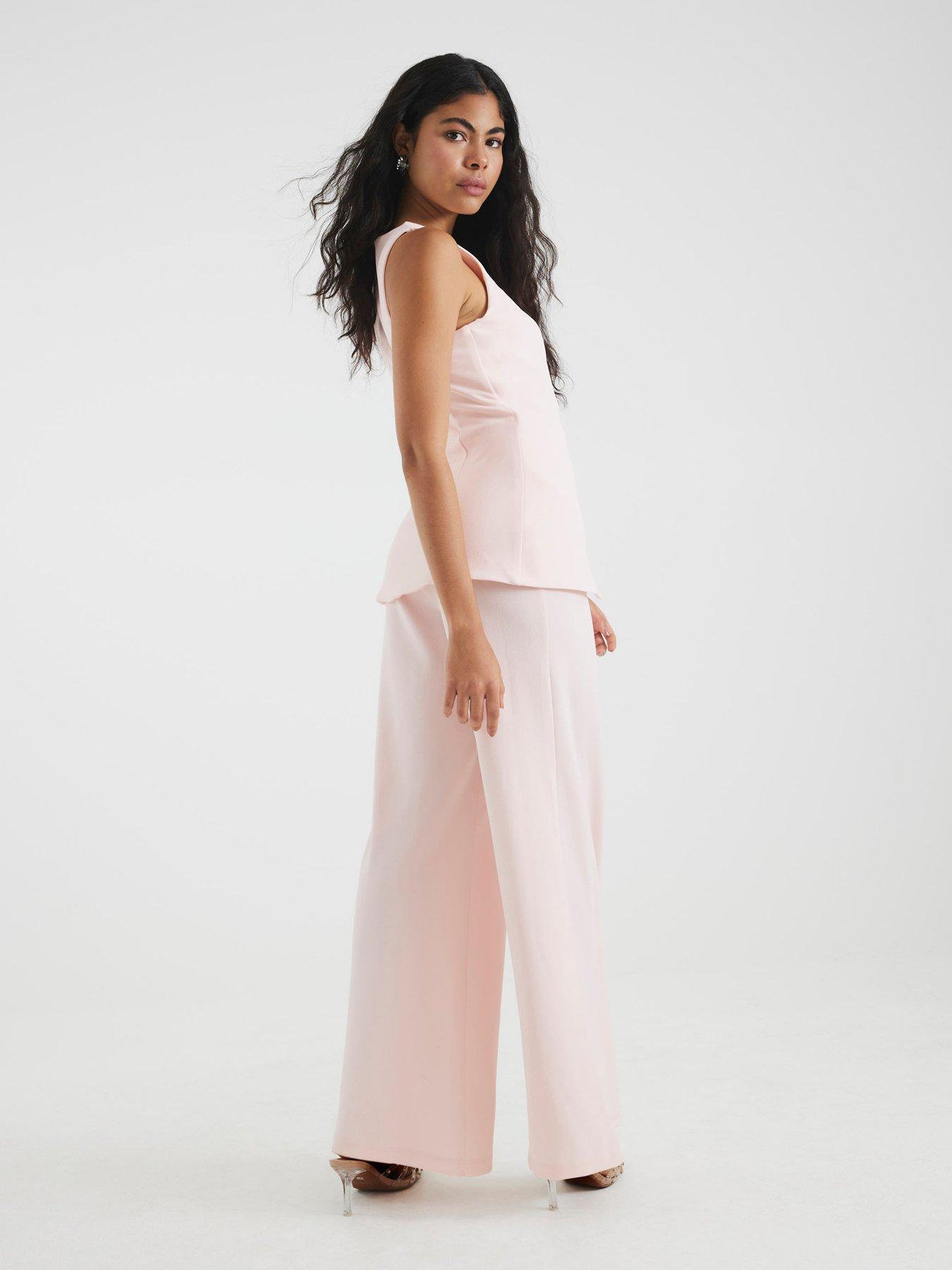 Image 2 of 4 of River Island Waistcoat Hybrid Jumpsuit - Pink