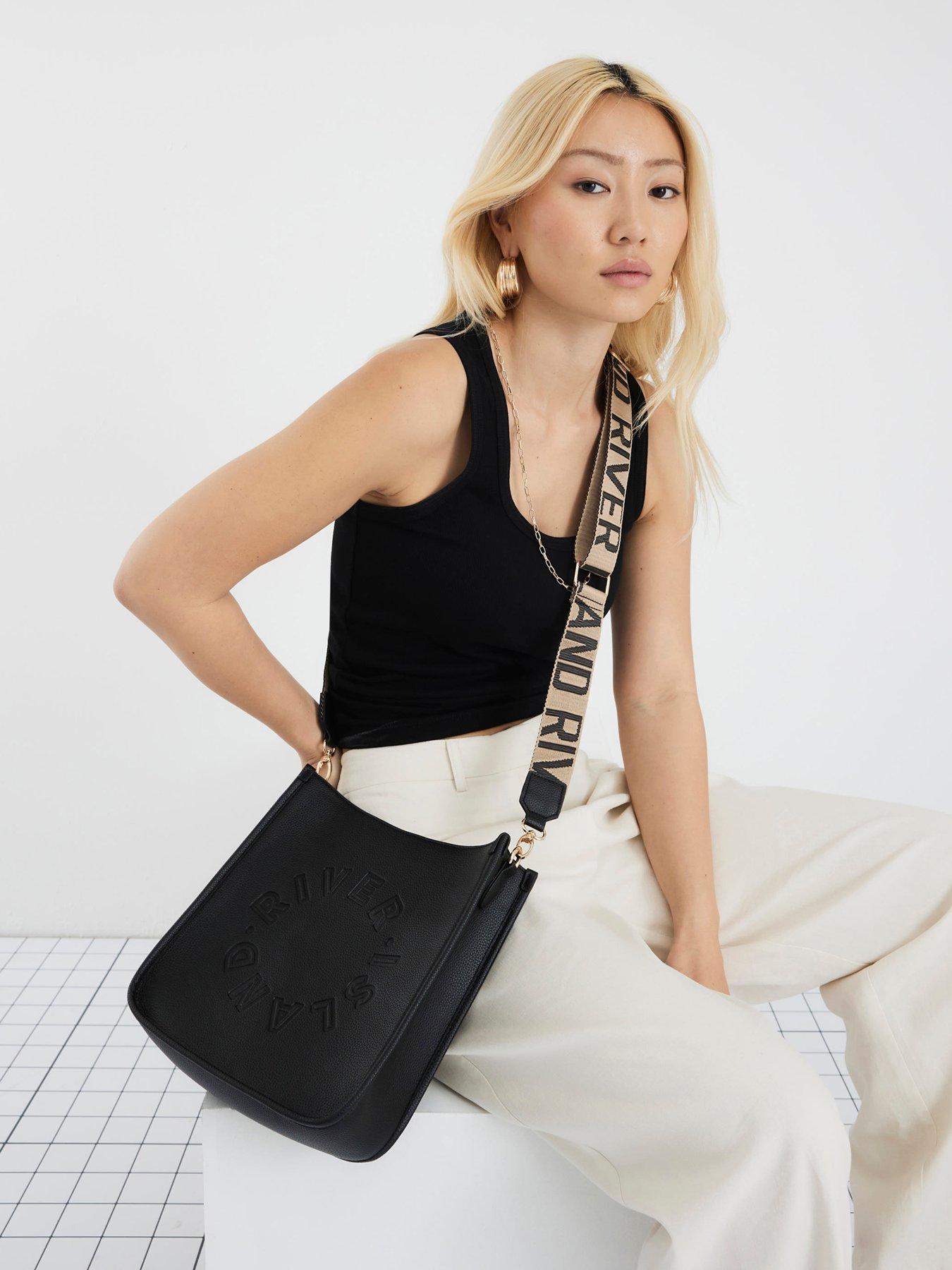 River Island Logo Messenger Bag - Black