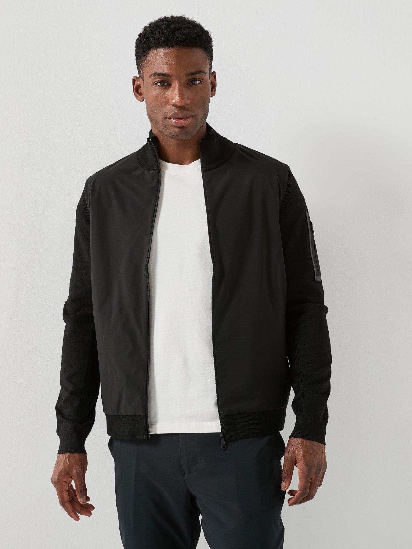 BOSS Momentum-X Hybrid Regular Fit Zip Throuhg Knitted Jacket - Black